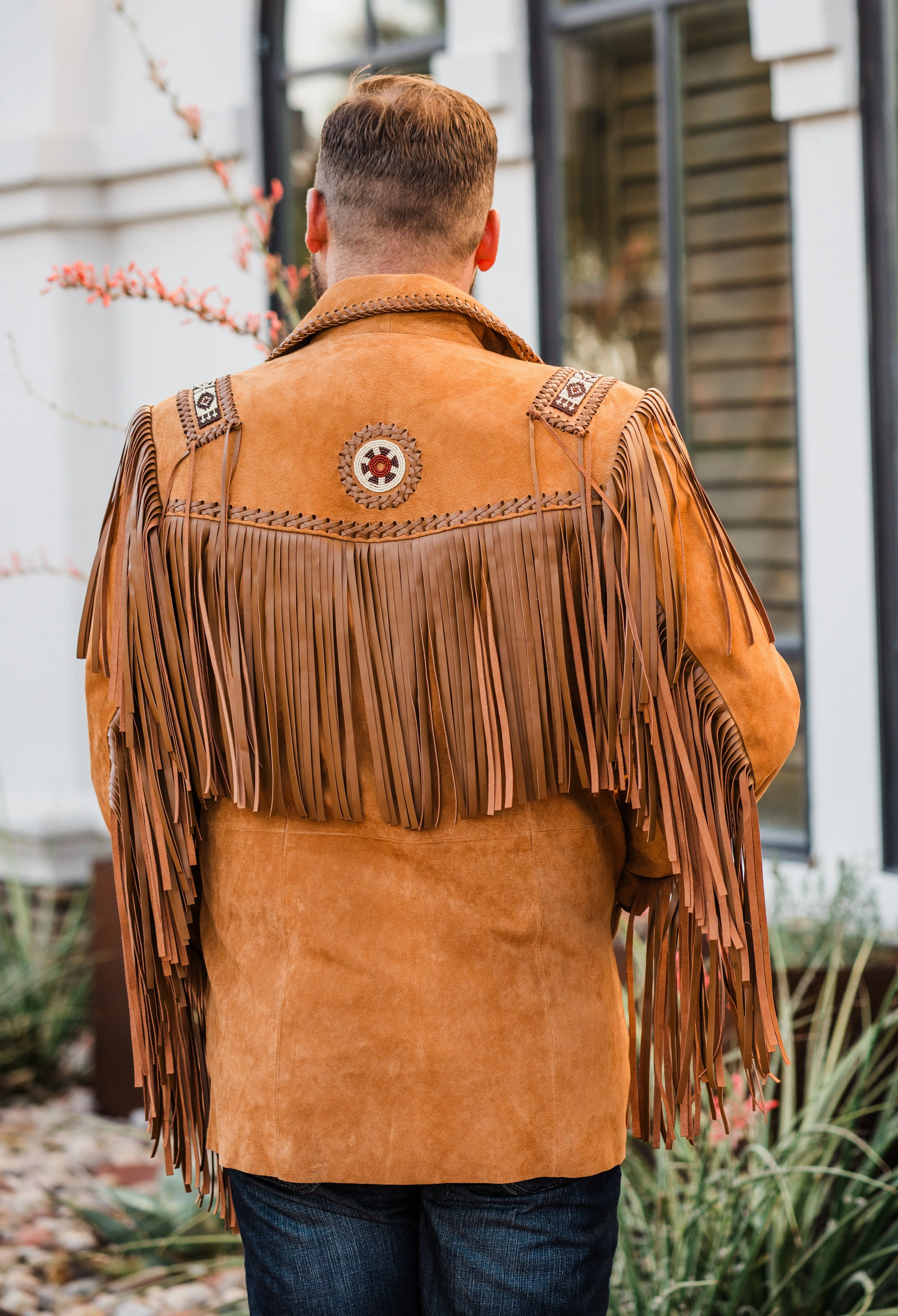 Jacket, Men's Suede Western Frontier Coat with Fringe - Style 758