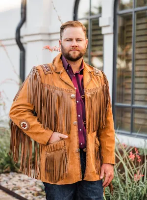 Jacket, Men's Suede Western Frontier Coat with Fringe - Style 758