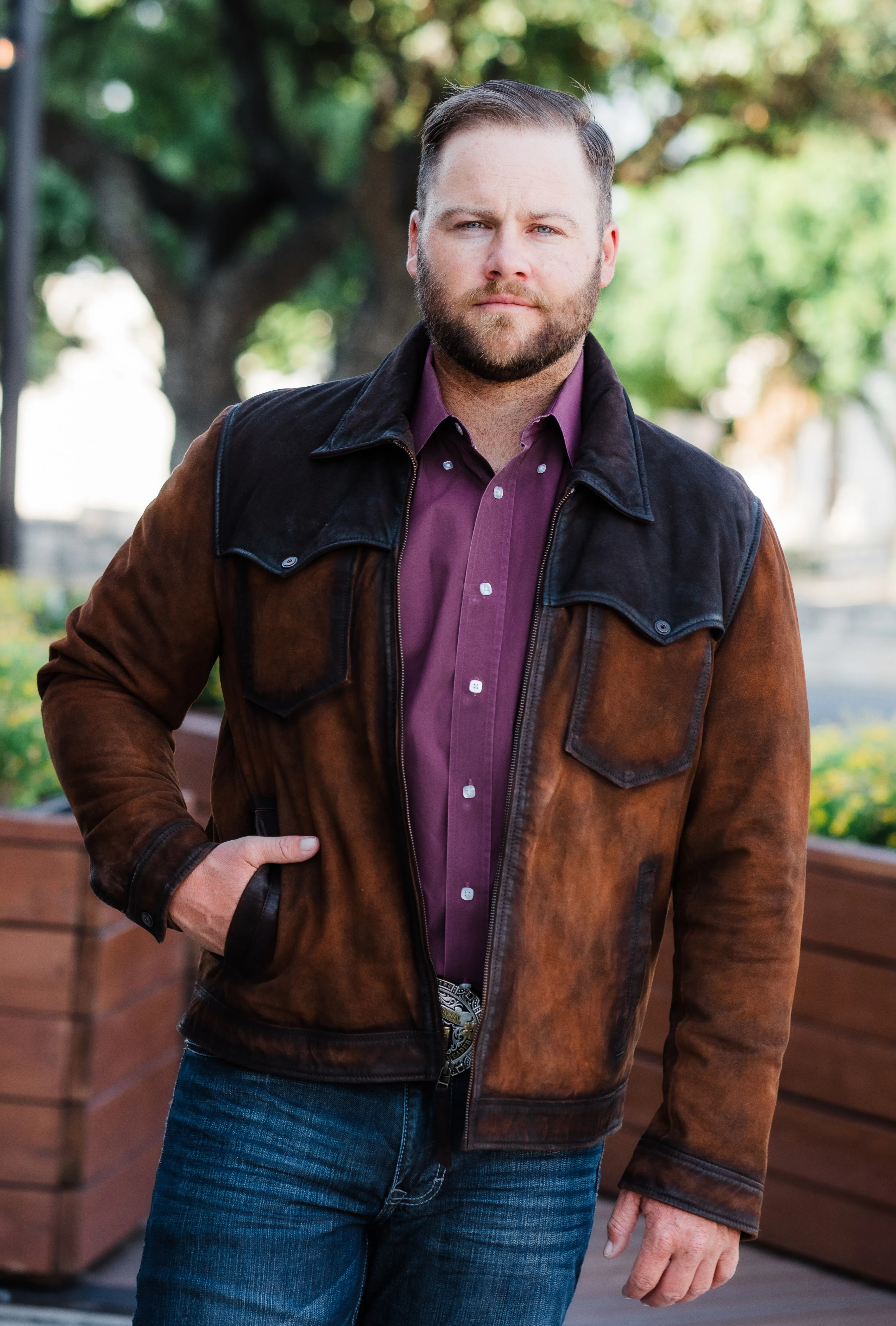 Jacket, Western Cut Leather with Zip Front - Style 2026