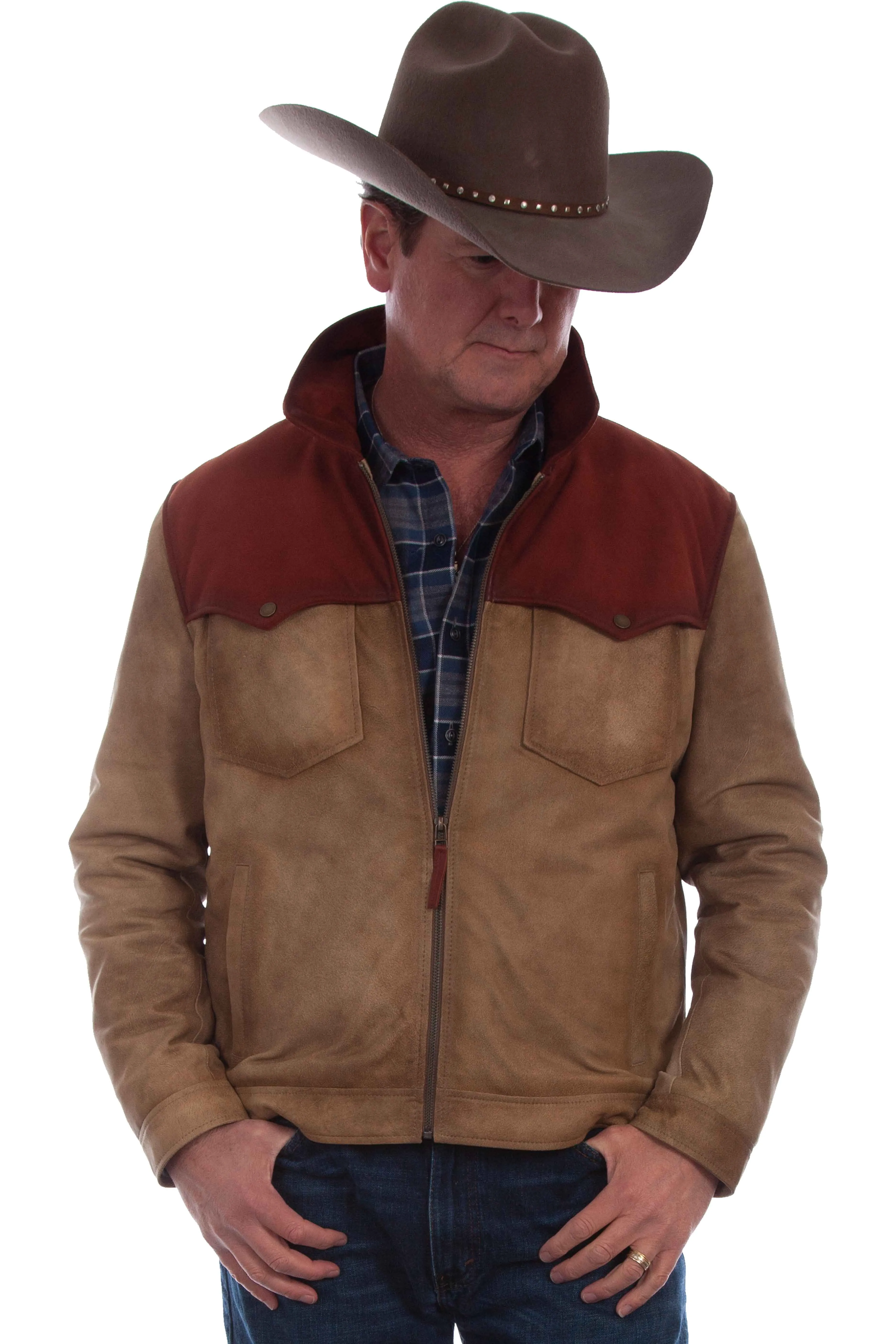 Jacket, Western Cut Leather with Zip Front - Style 2026