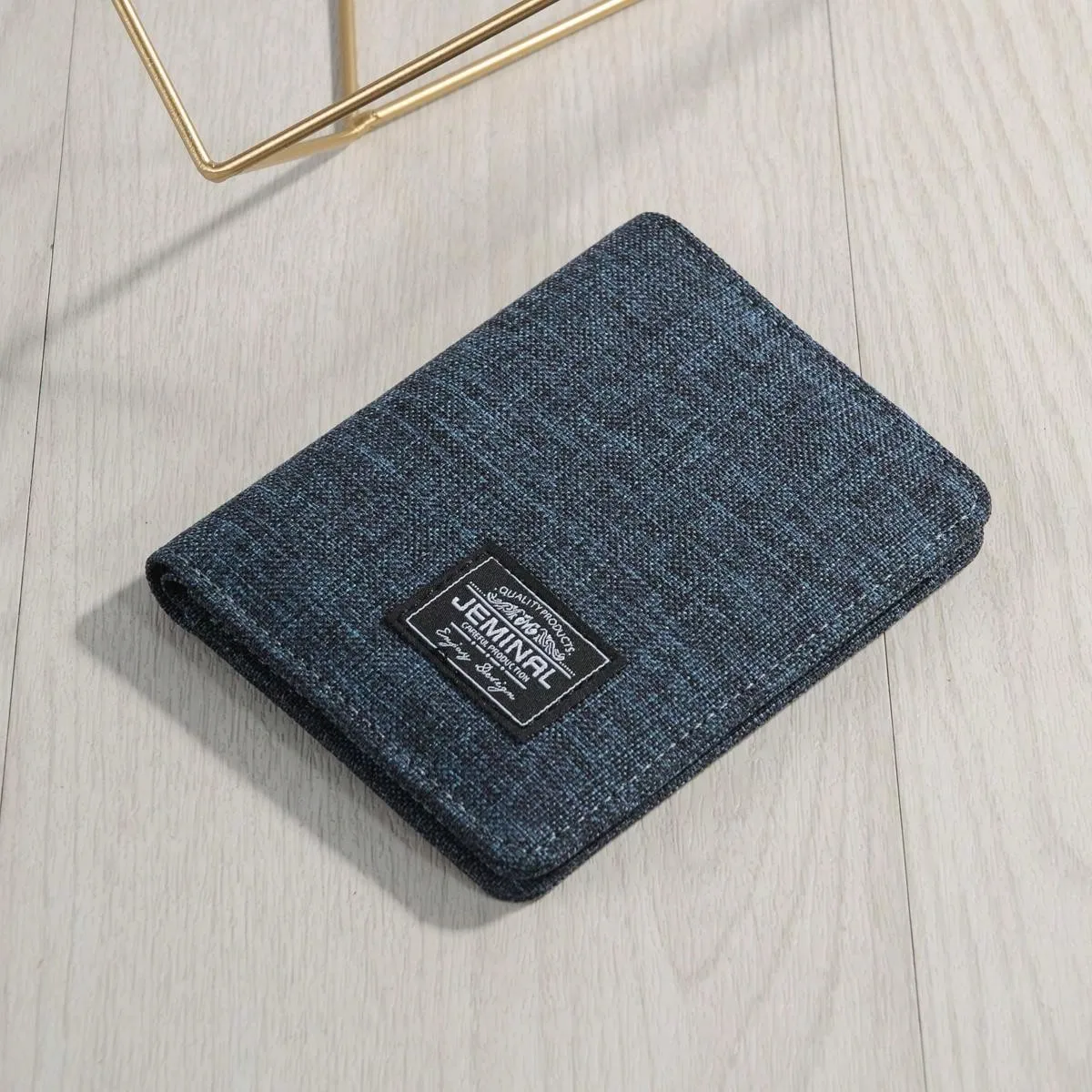 JEMINAL Bifold Vertical Canvas Wallet For Men And Women, Casual College Style Minimalist Wallet