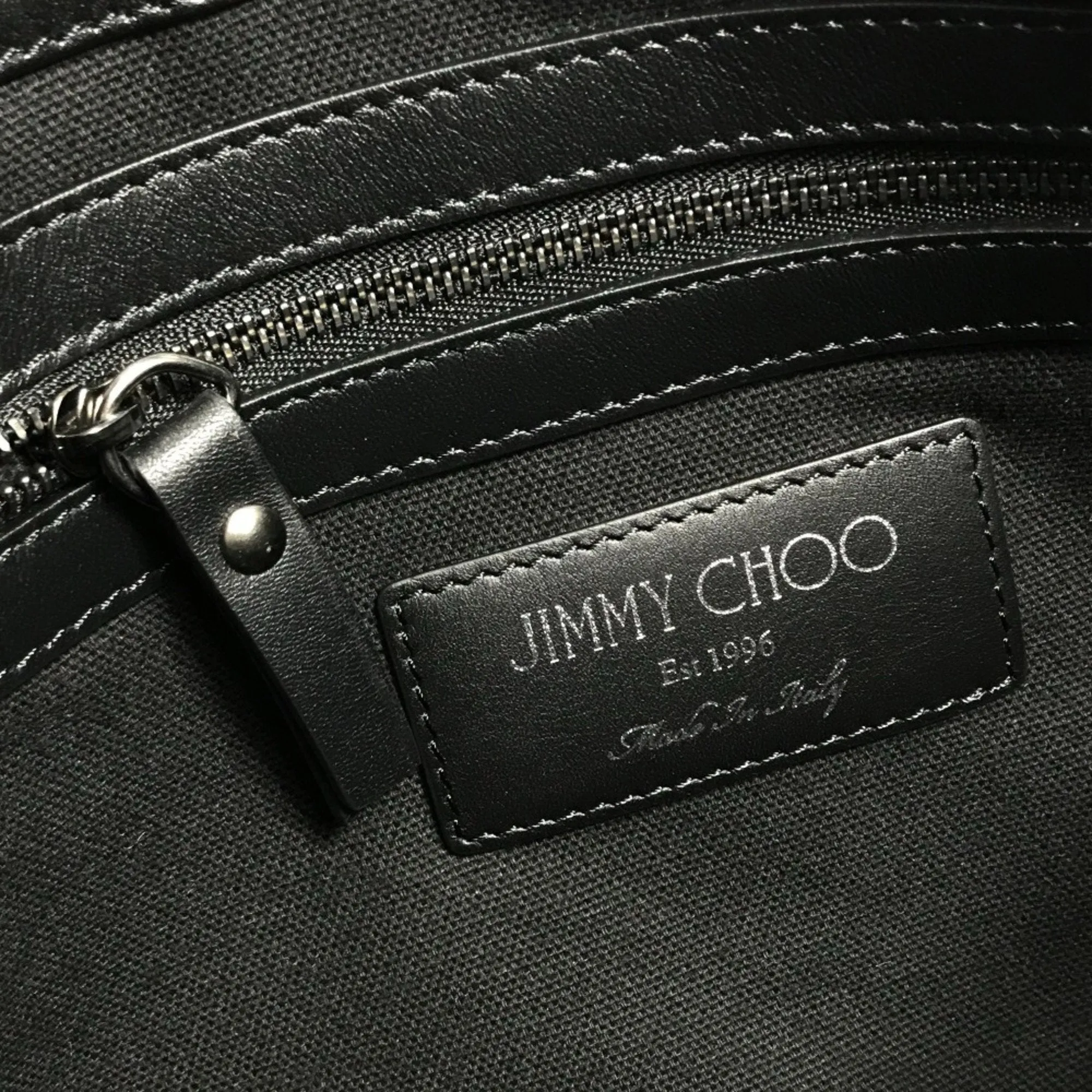 JIMMY CHOO Star Studs DEREK Second Bag Clutch Leather Men's White x Black