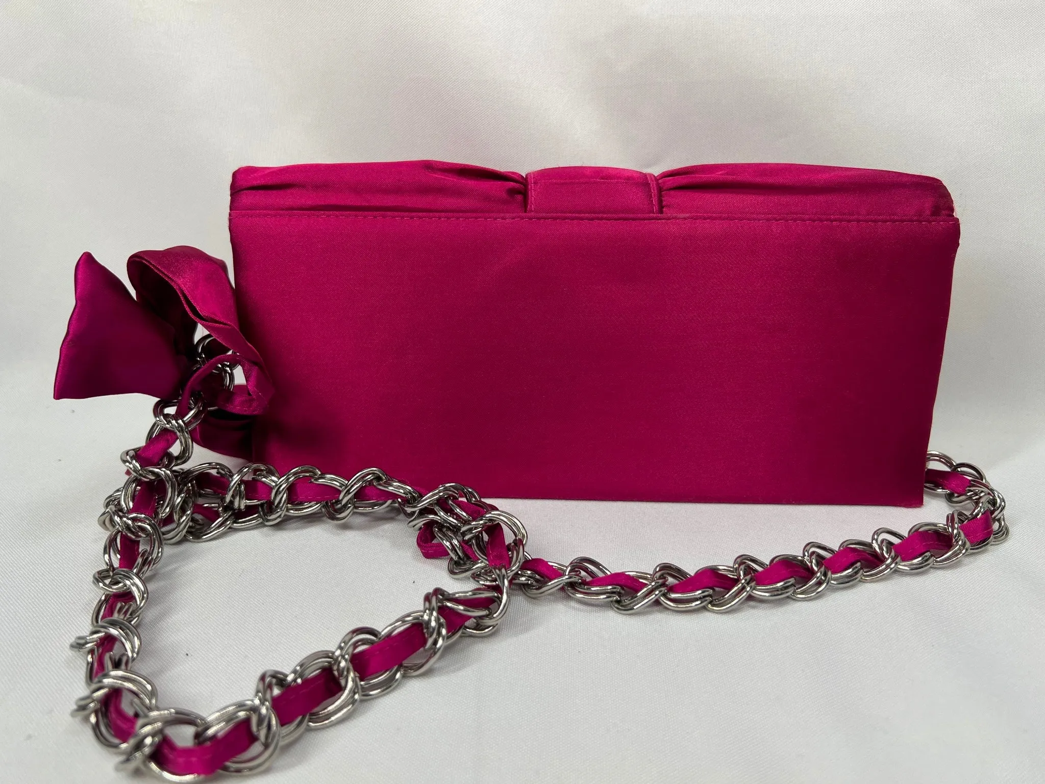 Kate Laundry Pink Purse Clutch chain Shoulder Strap Magnet Closure