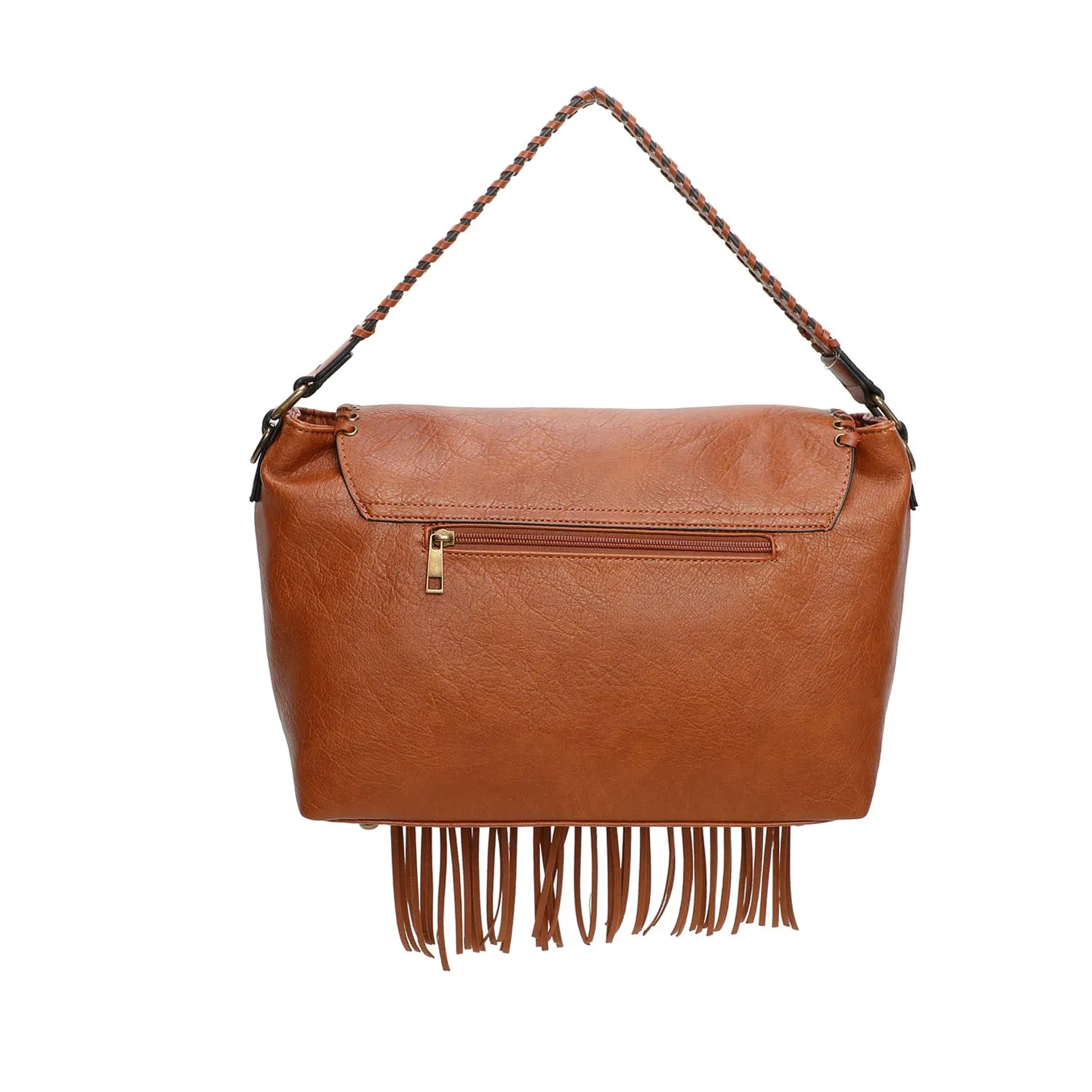 Lacey Fringe Messenger - Cognac