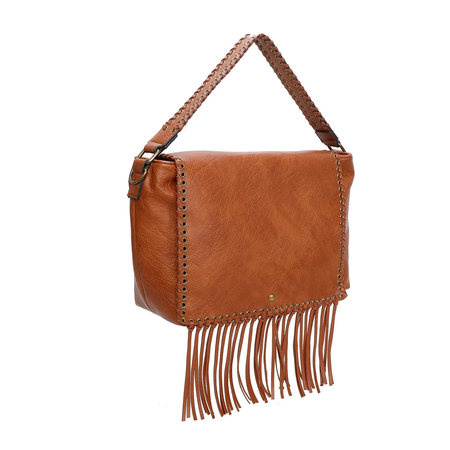 Lacey Fringe Messenger - Cognac