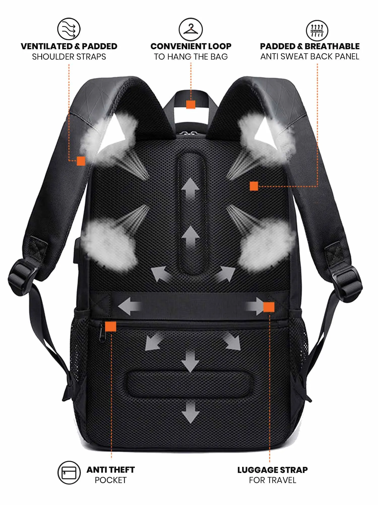 Laptop Backpack with USB Port | Grey