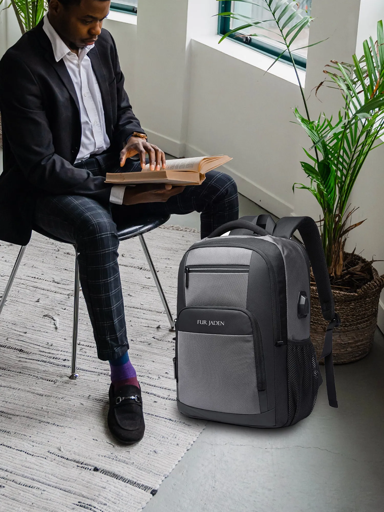 Laptop Backpack with USB Port | Grey