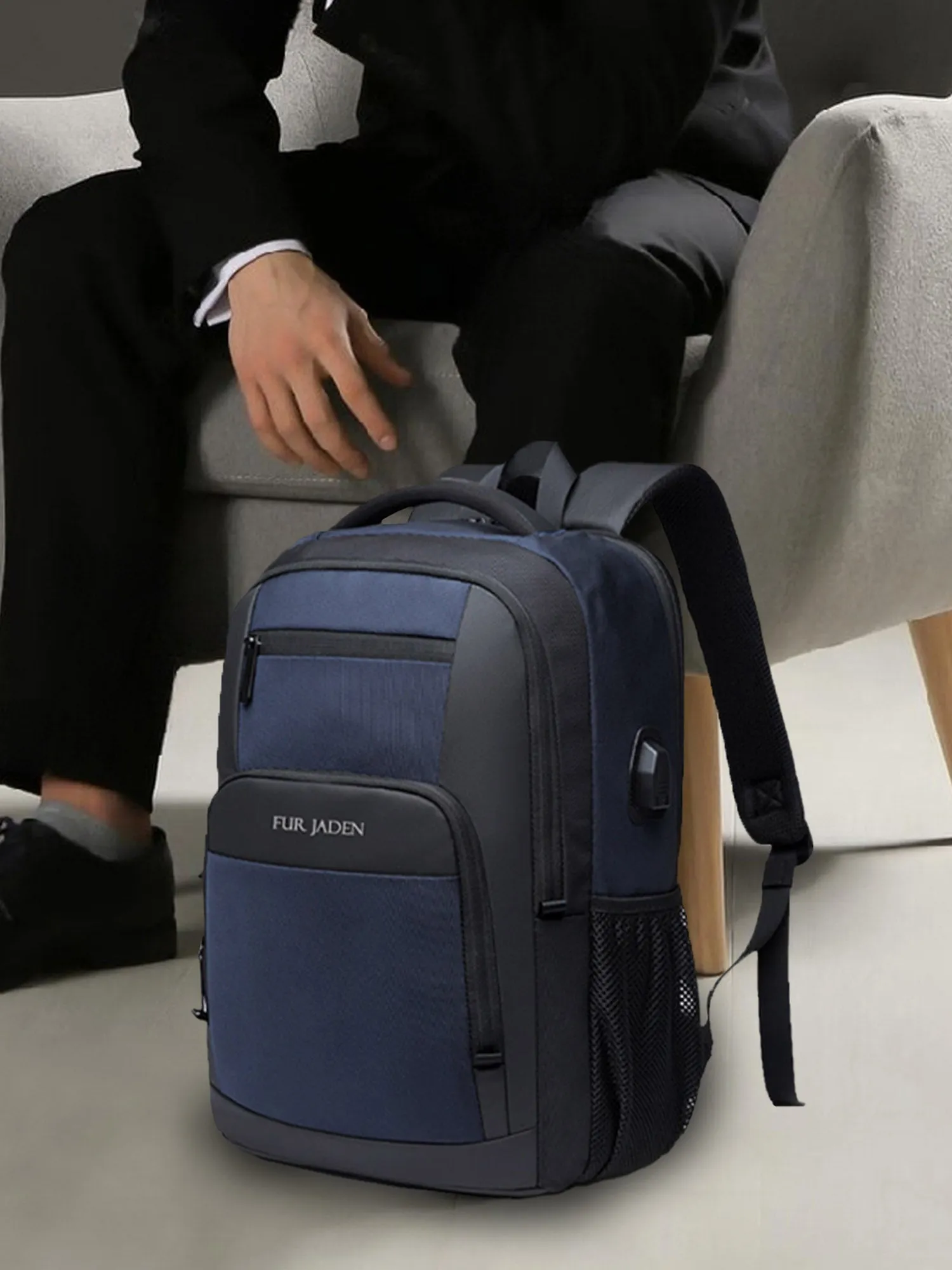Laptop Backpack with USB Port | Navy Blue
