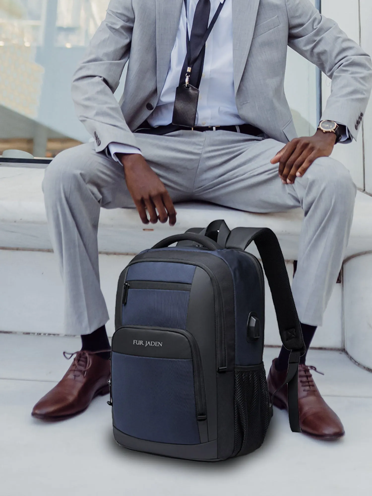 Laptop Backpack with USB Port | Navy Blue