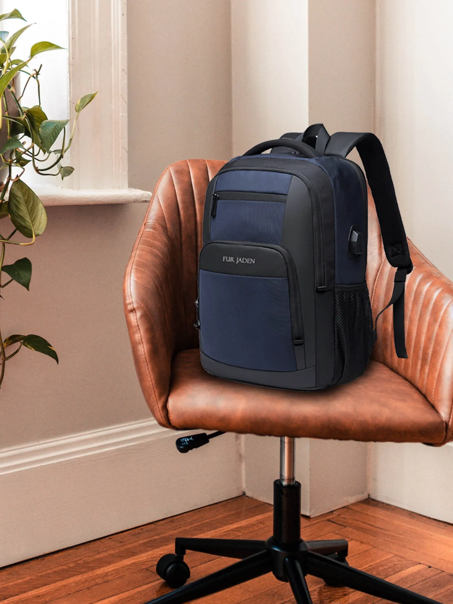 Laptop Backpack with USB Port | Navy Blue
