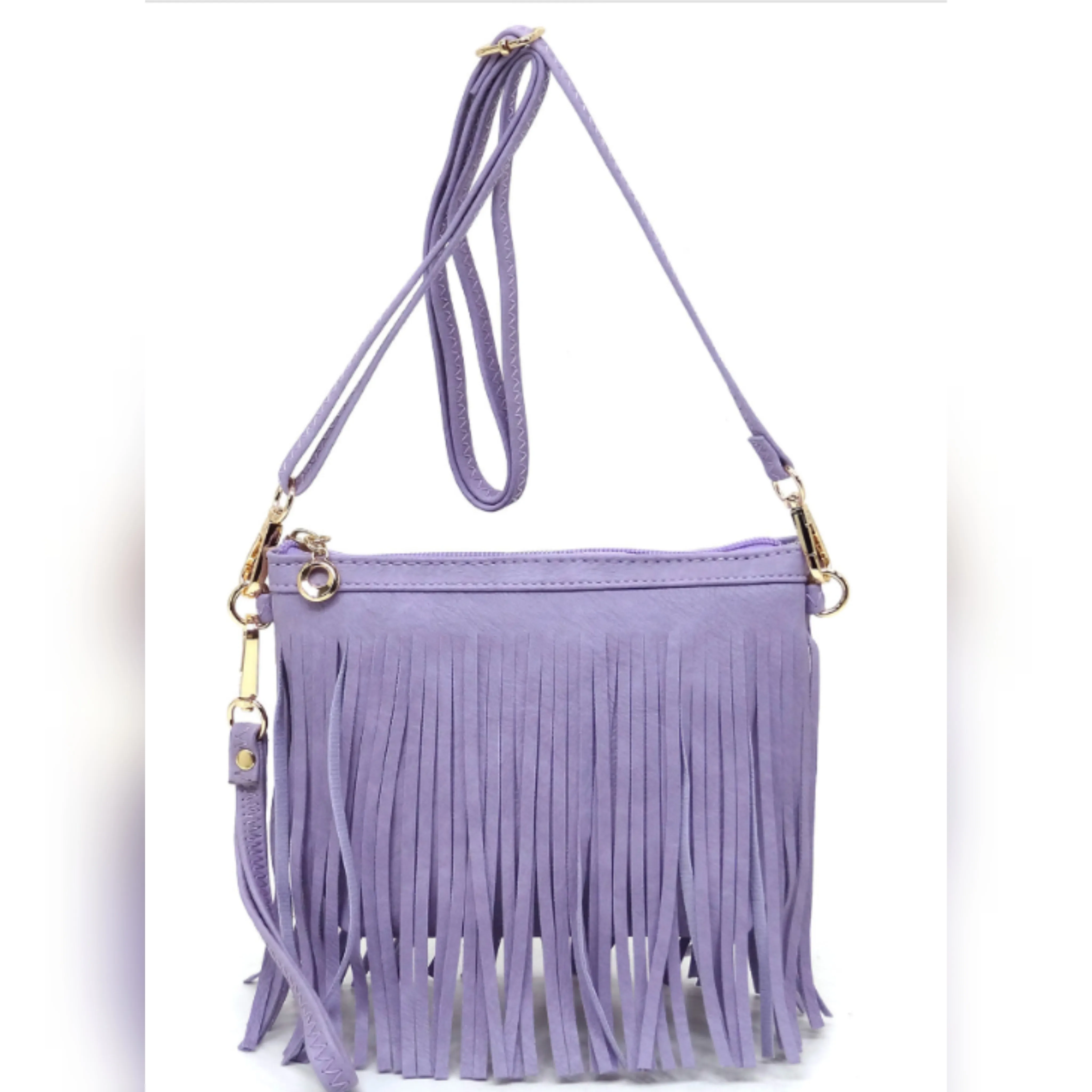 Lavender Fringe Crossbody/Wristlet/Clutch