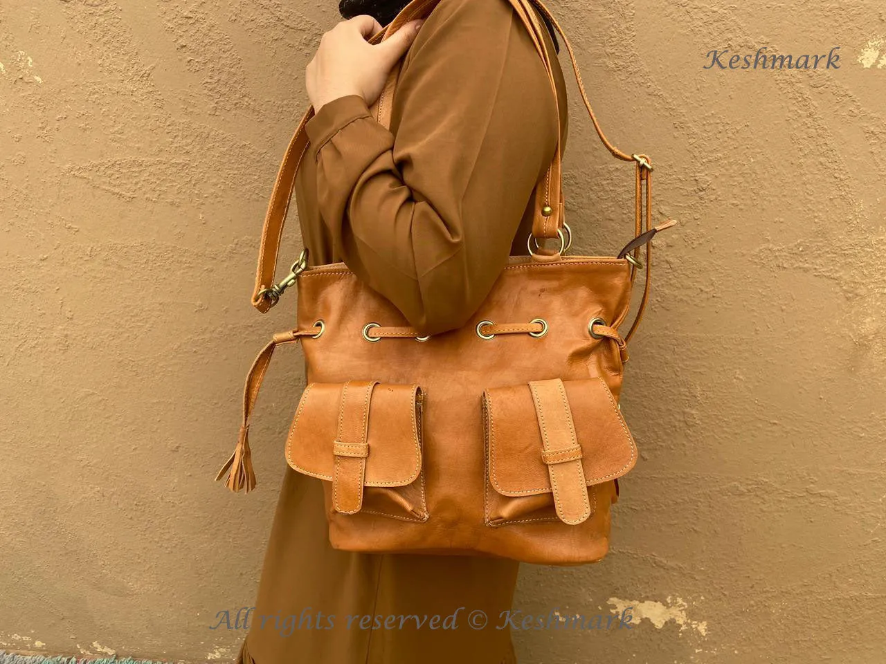 Leather Backpack Rucksack, Leather Travel Bag, Handmade Leather Backpack, Leather Bag