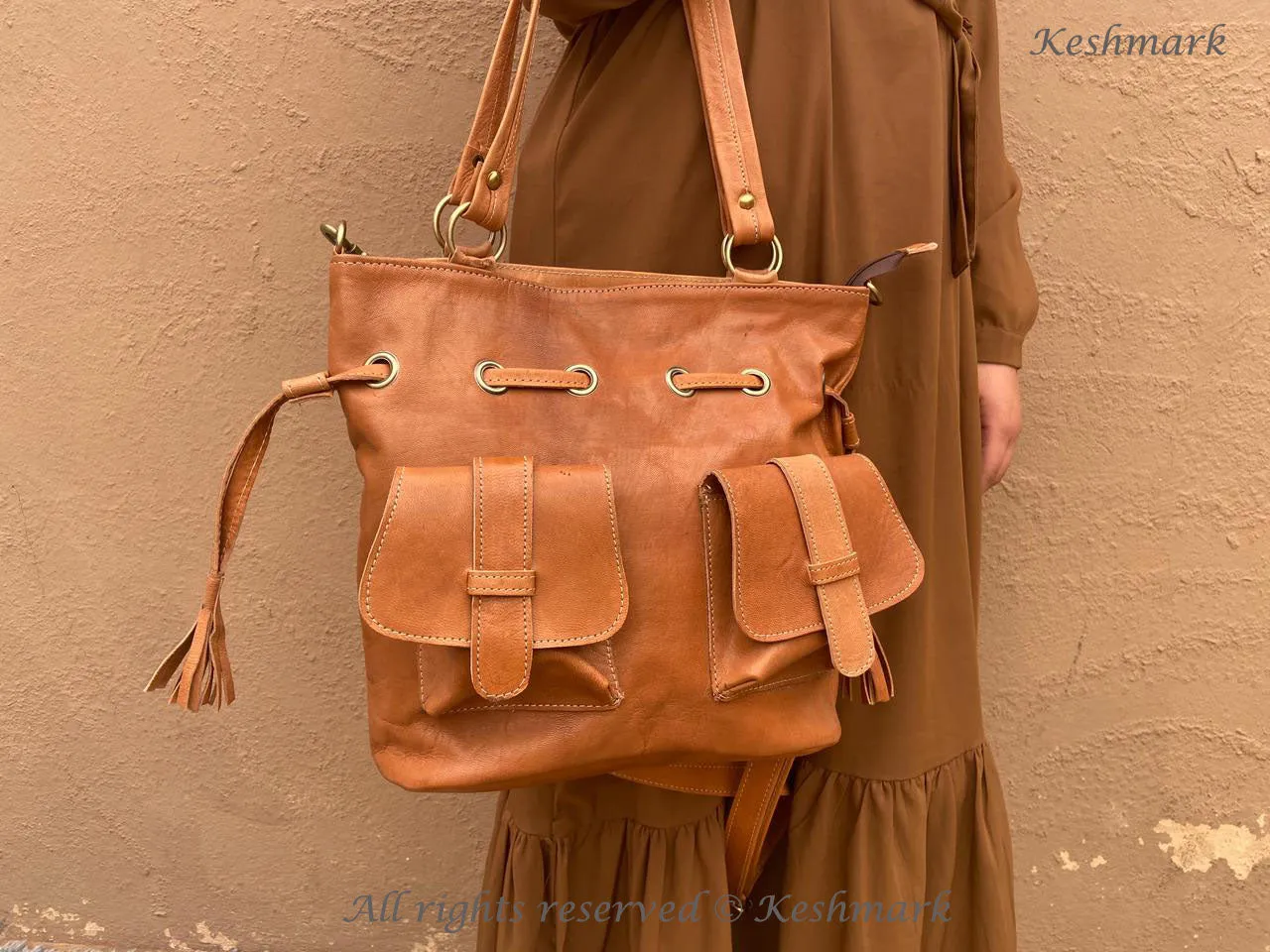 Leather Backpack Rucksack, Leather Travel Bag, Handmade Leather Backpack, Leather Bag