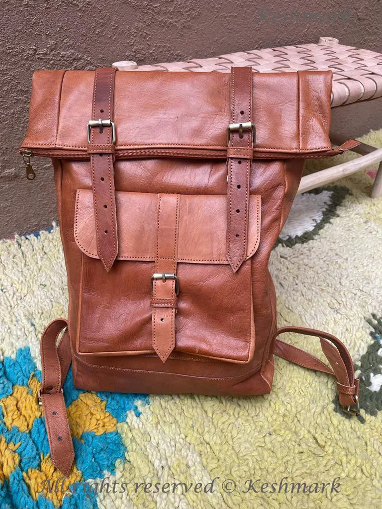 Leather Backpack Rucksack, Leather Travel Bag, Handmade Leather Laptop Backpack, Leather Bag