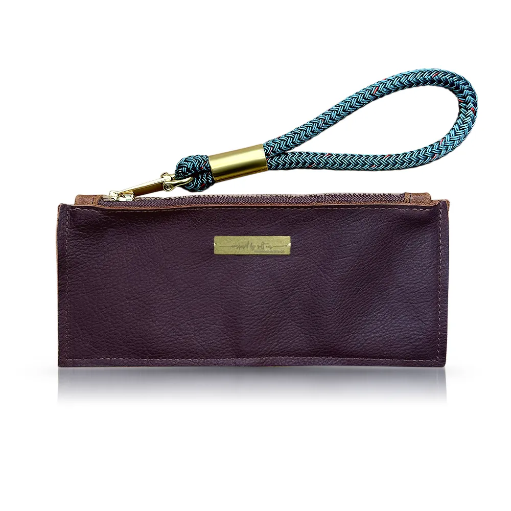 Leather Clutch   Rope Wristlet in Brown Leather