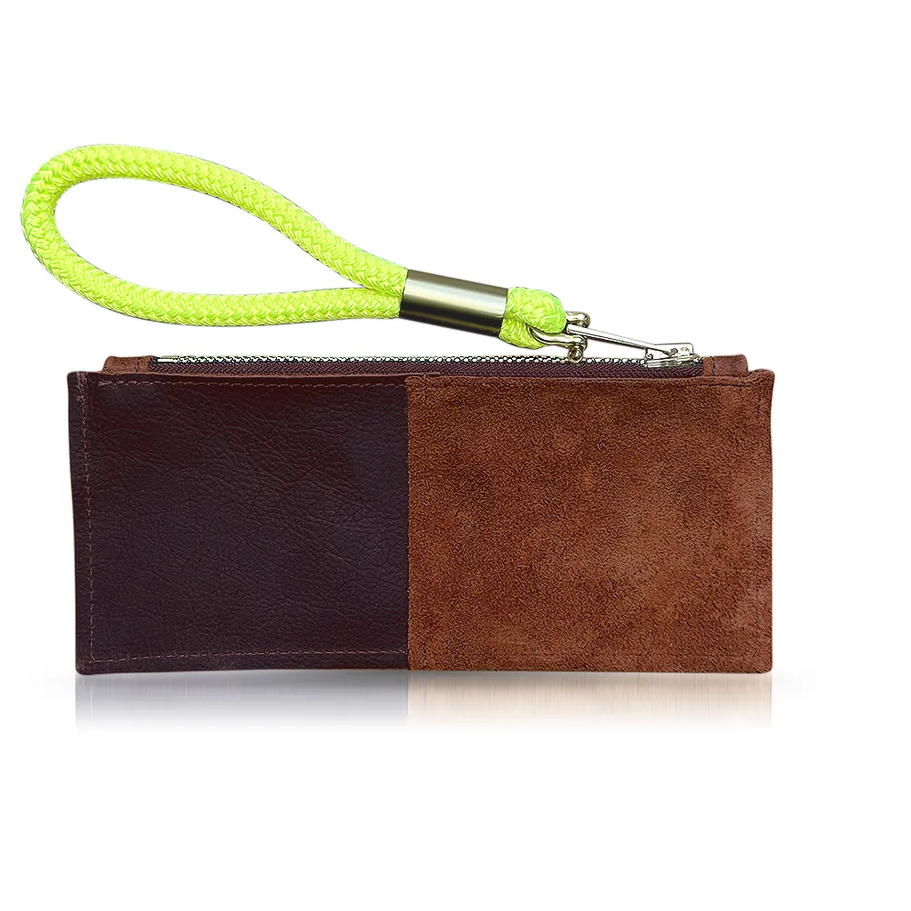 Leather Clutch   Rope Wristlet in Brown Leather
