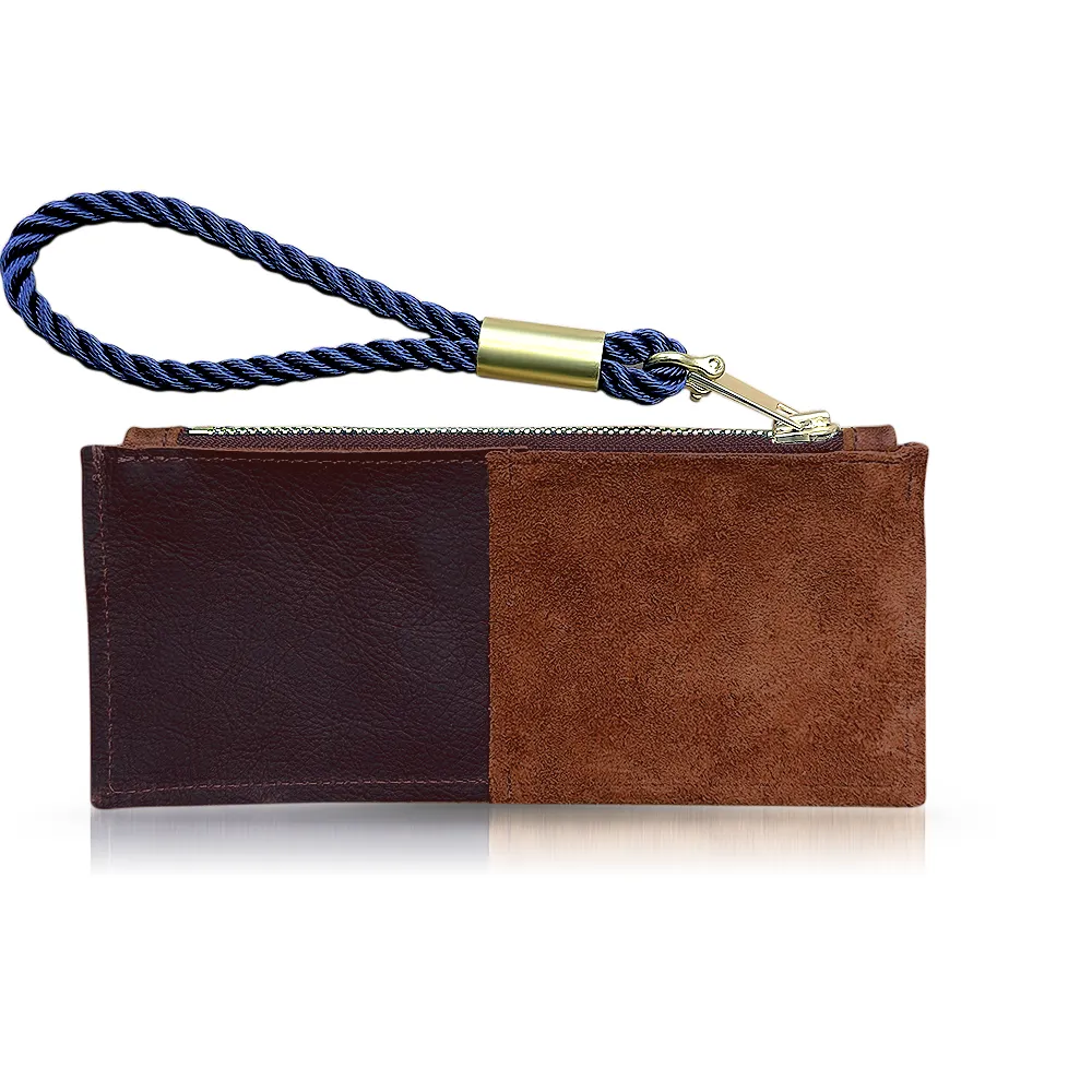Leather Clutch   Rope Wristlet in Brown Leather