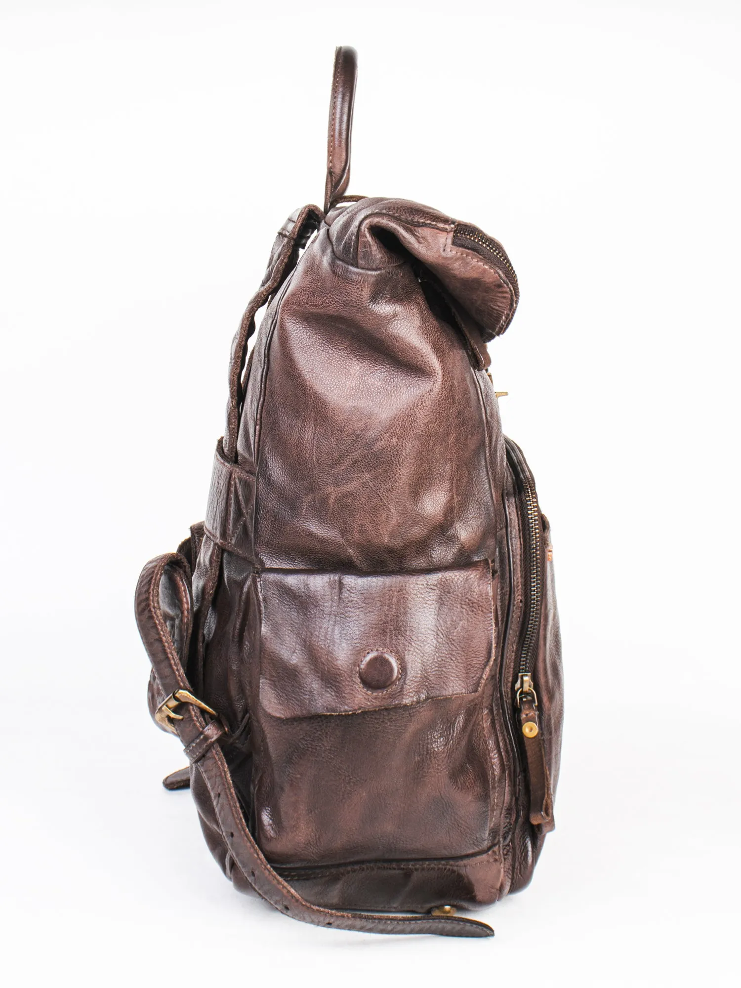leo: Brown Leather Backpack By Art N Vintage