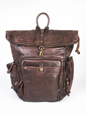 leo: Brown Leather Backpack By Art N Vintage