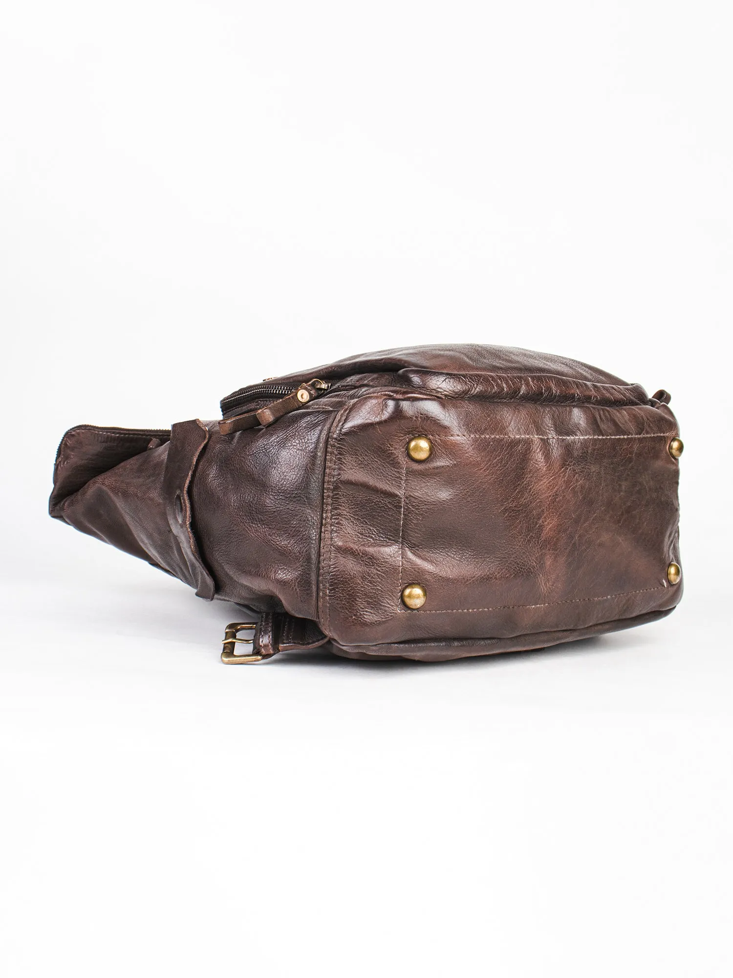 leo: Brown Leather Backpack By Art N Vintage