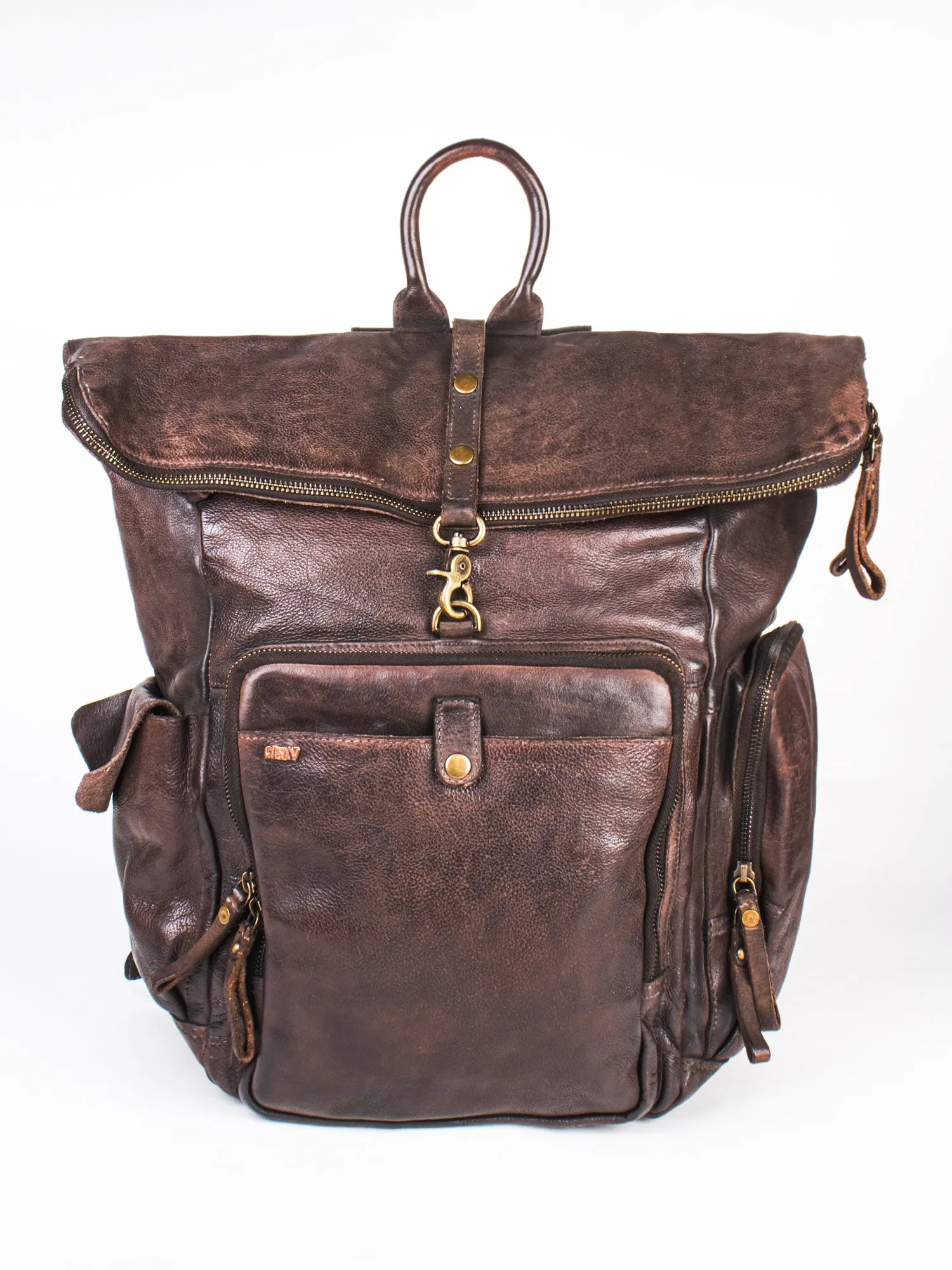 leo: Brown Leather Backpack By Art N Vintage