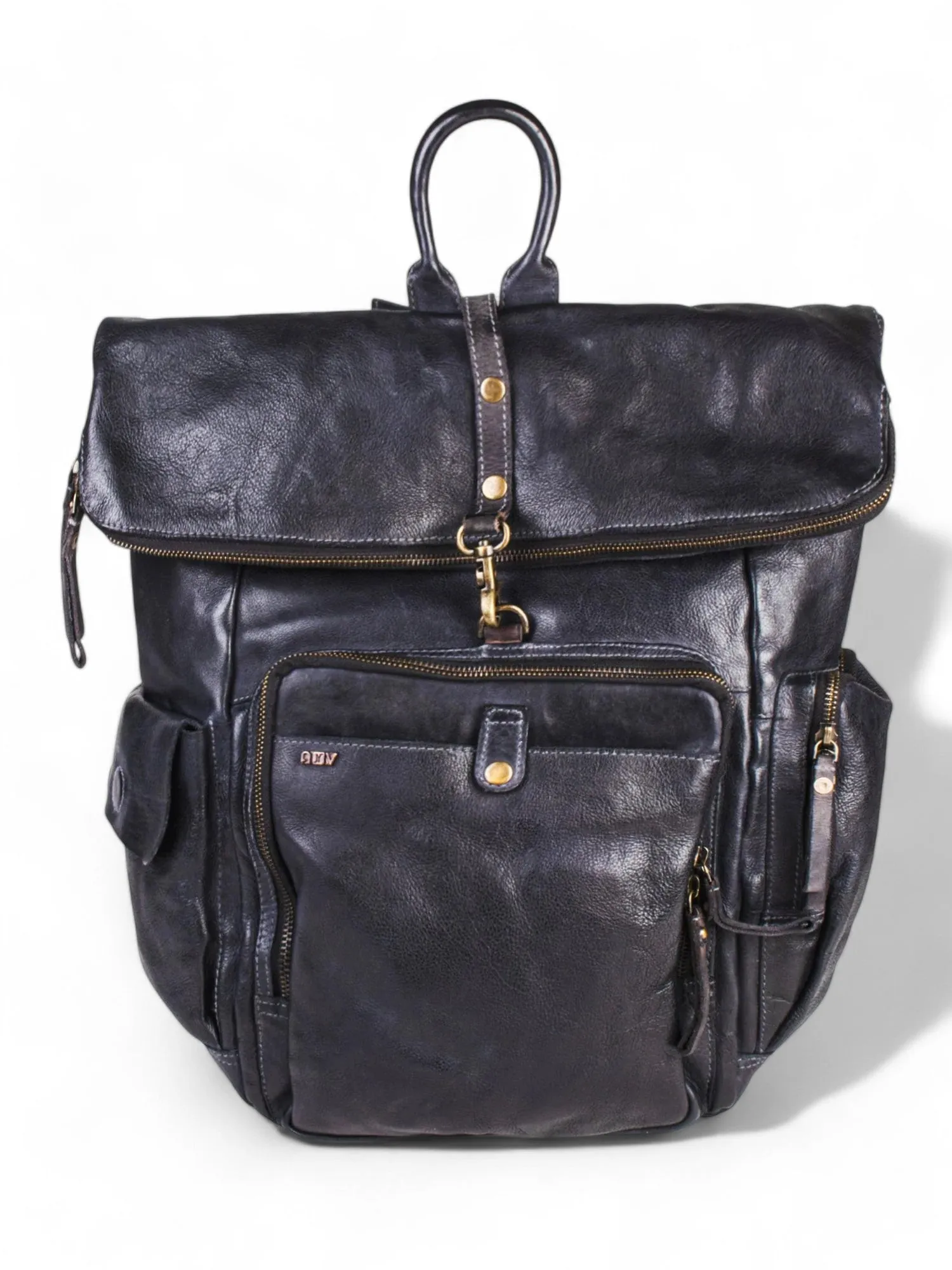 Leo: Cognac Leather Backpack By Art N Vintage