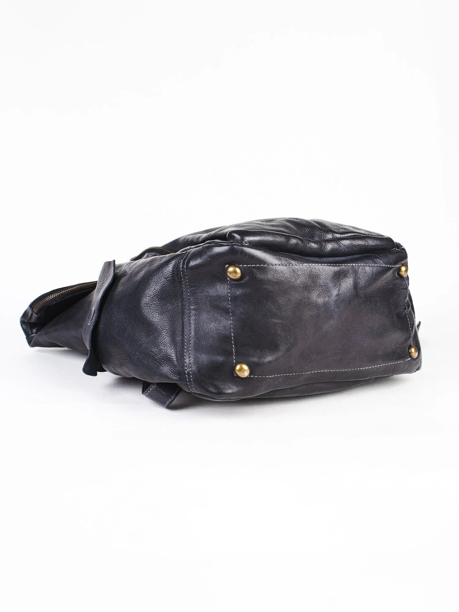 Leo: Real Leather Black With Wash Effect Backpack by Art N Vintage