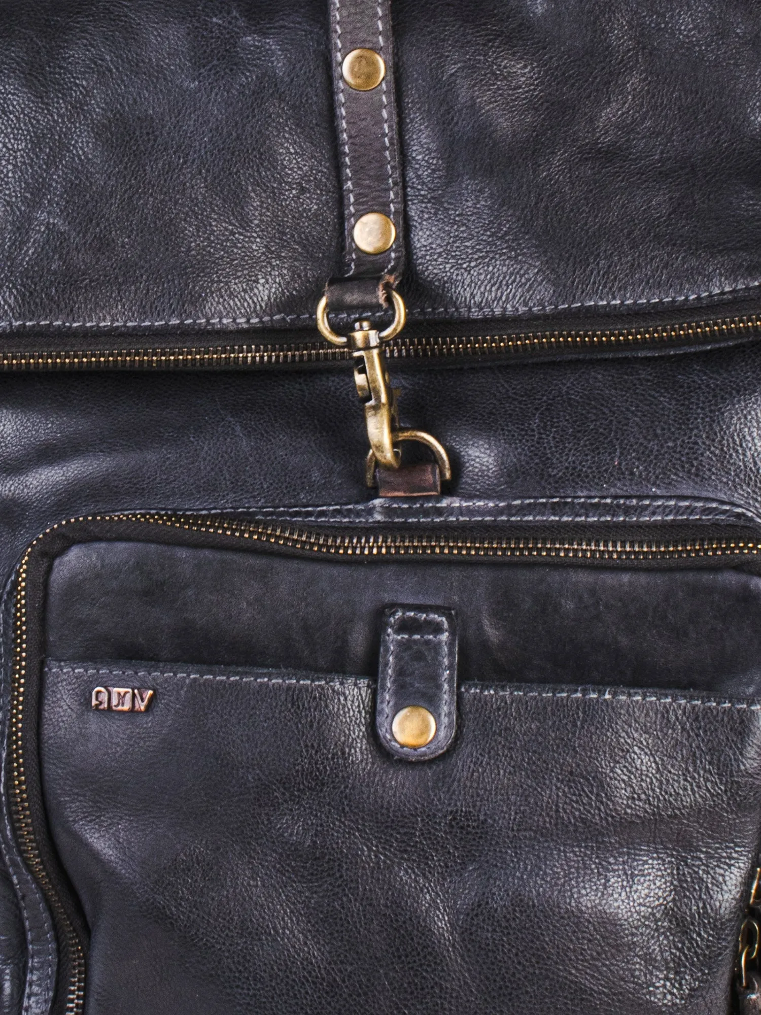 Leo: Real Leather Black With Wash Effect Backpack by Art N Vintage