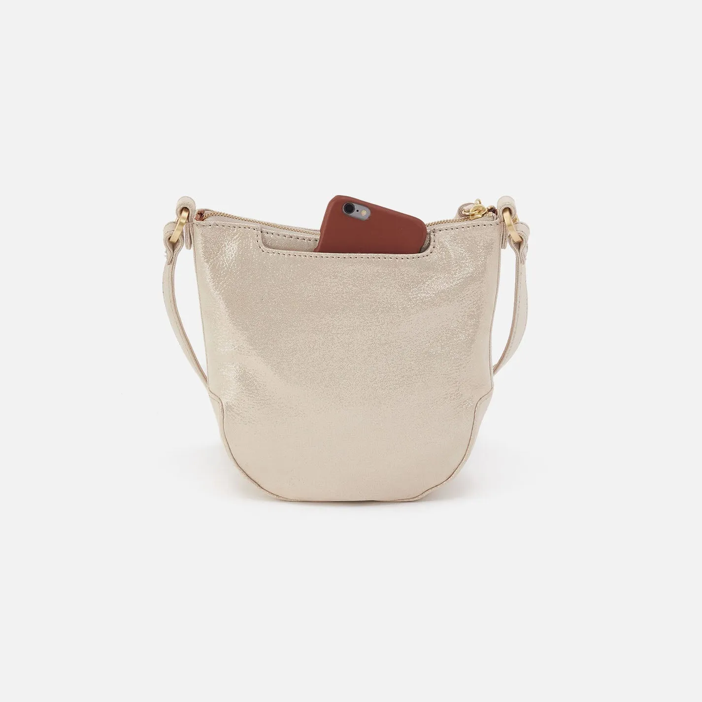 Lexi Crossbody In Metallic Leather - Sand Shimmer
