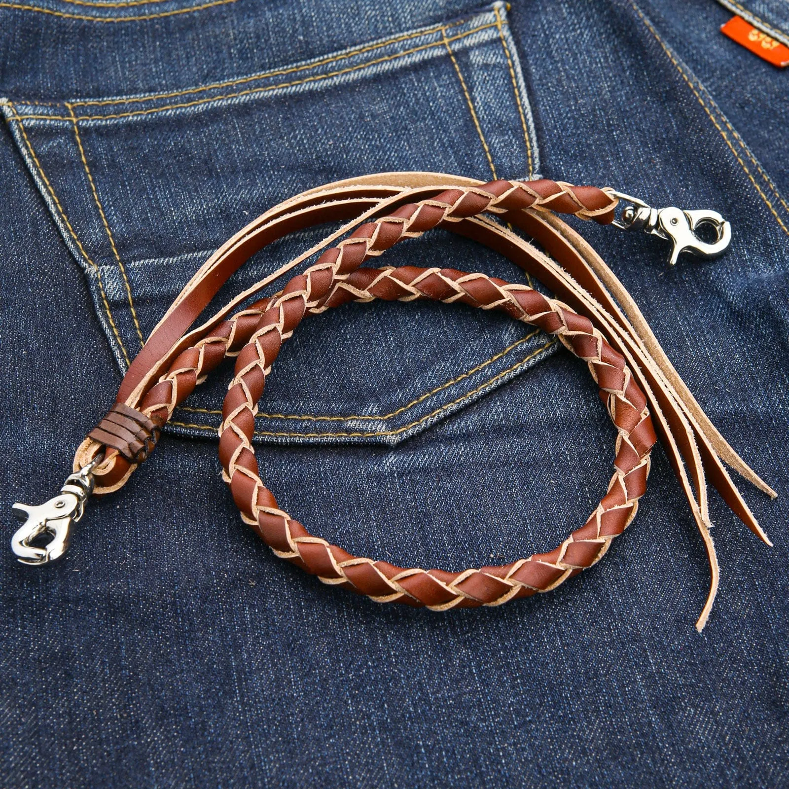 Light Brown Genuine Leather Wallet Chain