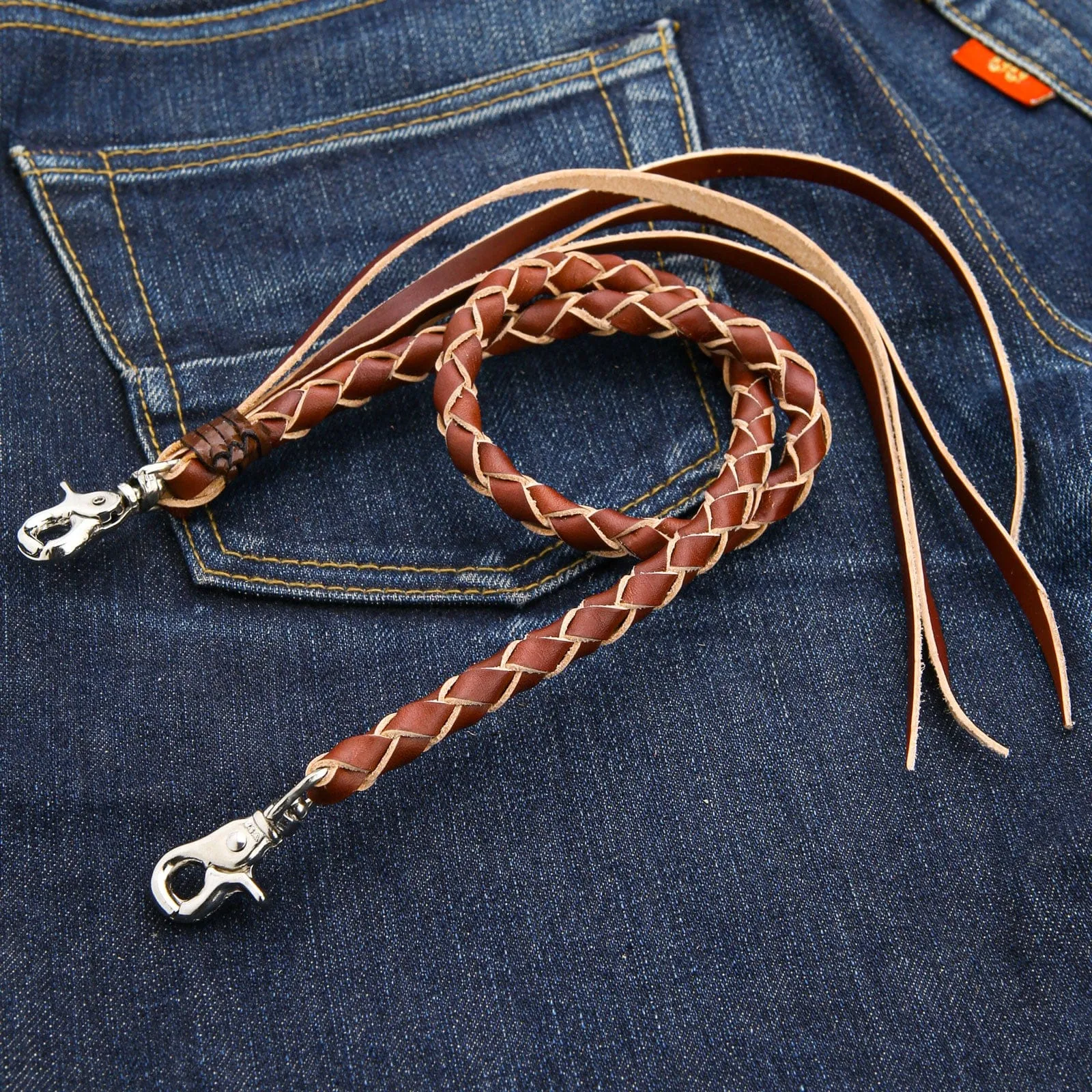 Light Brown Genuine Leather Wallet Chain