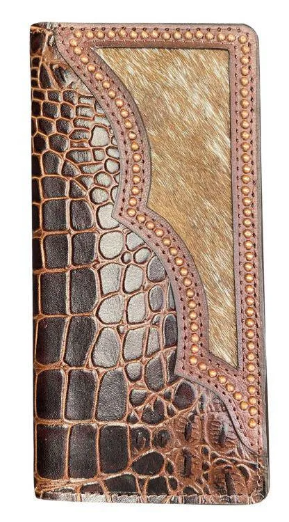 Light Brown Men's Wallet with hair on cowhide inlay