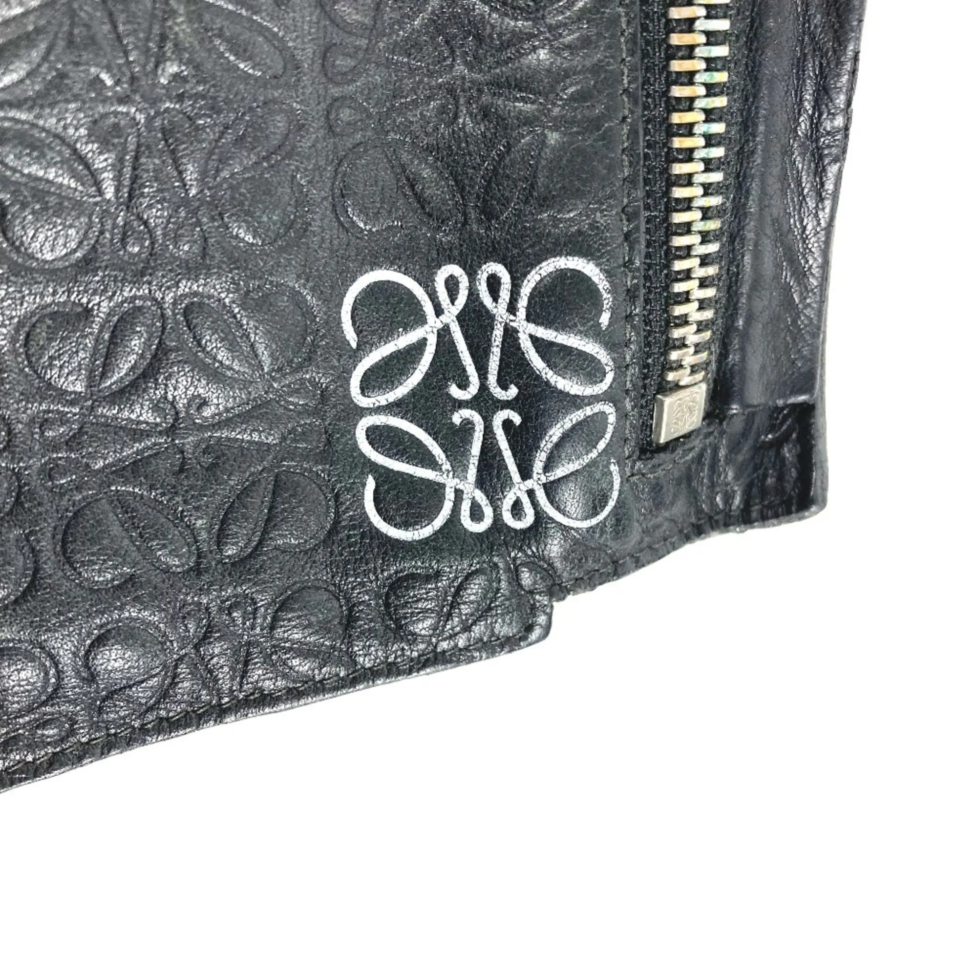 LOEWE Anagram T Pouch Clutch Bag Leather Men's Black