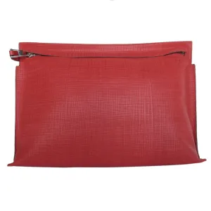 LOEWE Clutch Bag Anagram Leather Red Silver Men's Women's s0514a