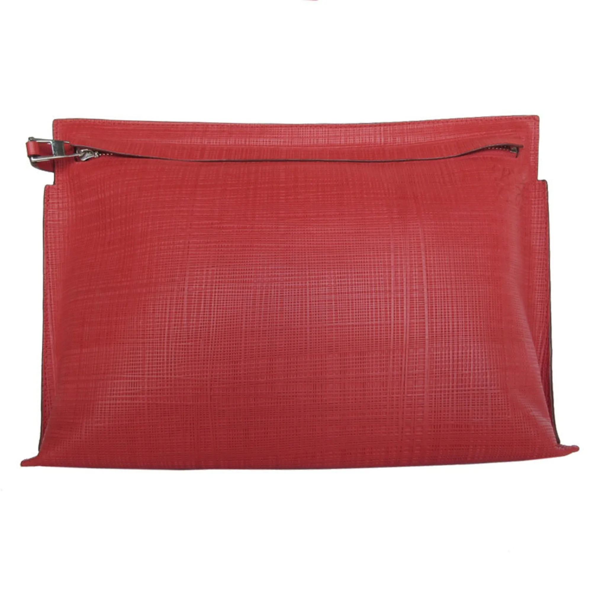 LOEWE Clutch Bag Anagram Leather Red Silver Men's Women's s0514a