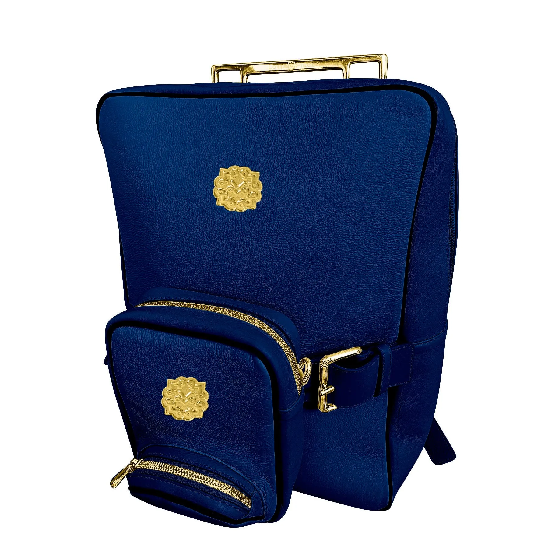 Lotta Pieces | Leather Laptop Backpack With Metal Top Handle & Detachable Crossbody Bag