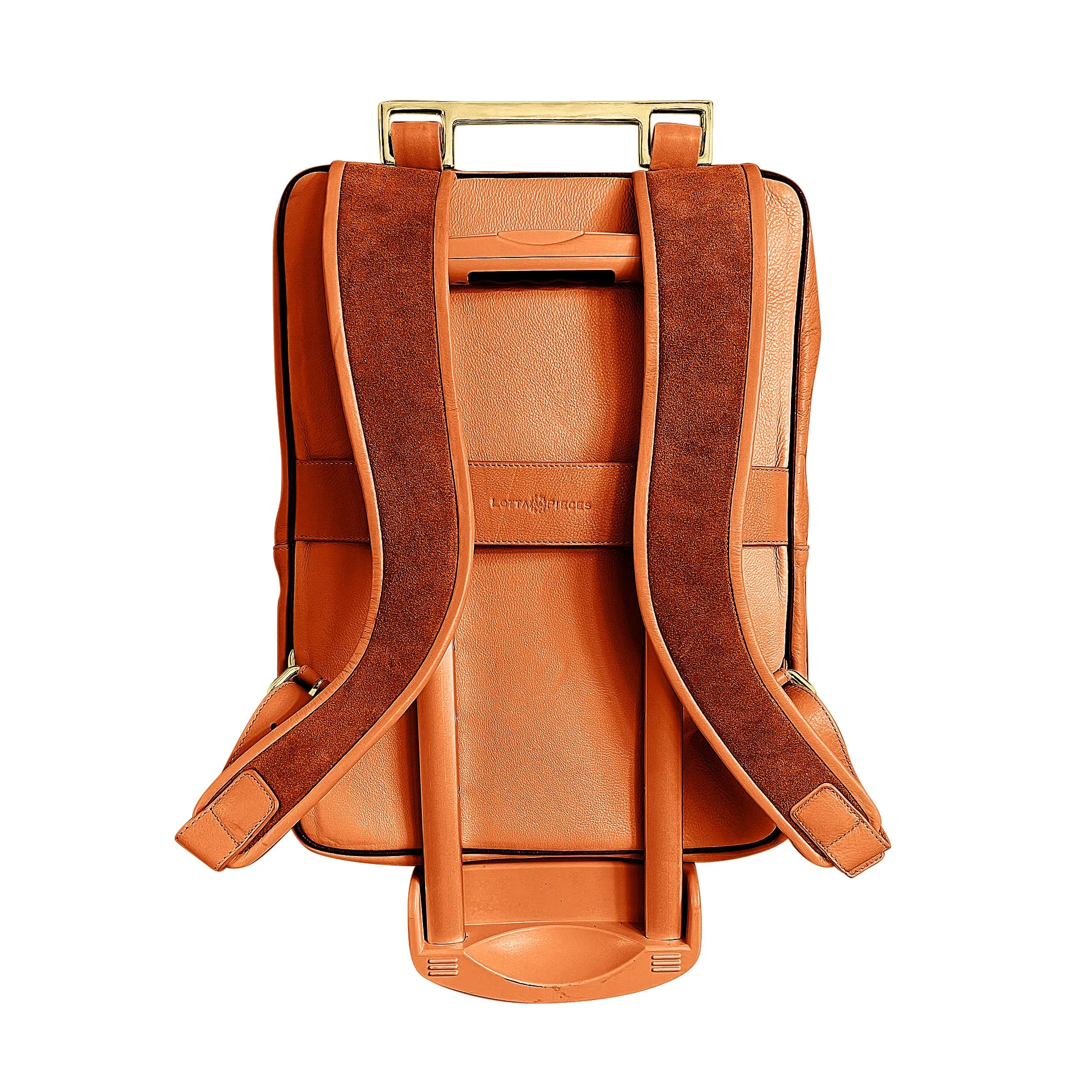 Lotta Pieces | Leather Laptop Backpack With Metal Top Handle & Detachable Crossbody Bag