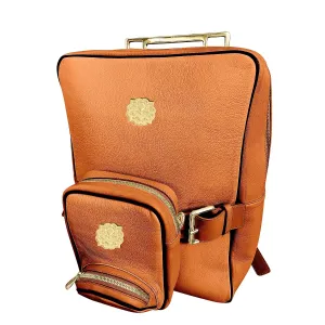 Lotta Pieces | Leather Laptop Backpack With Metal Top Handle & Detachable Crossbody Bag
