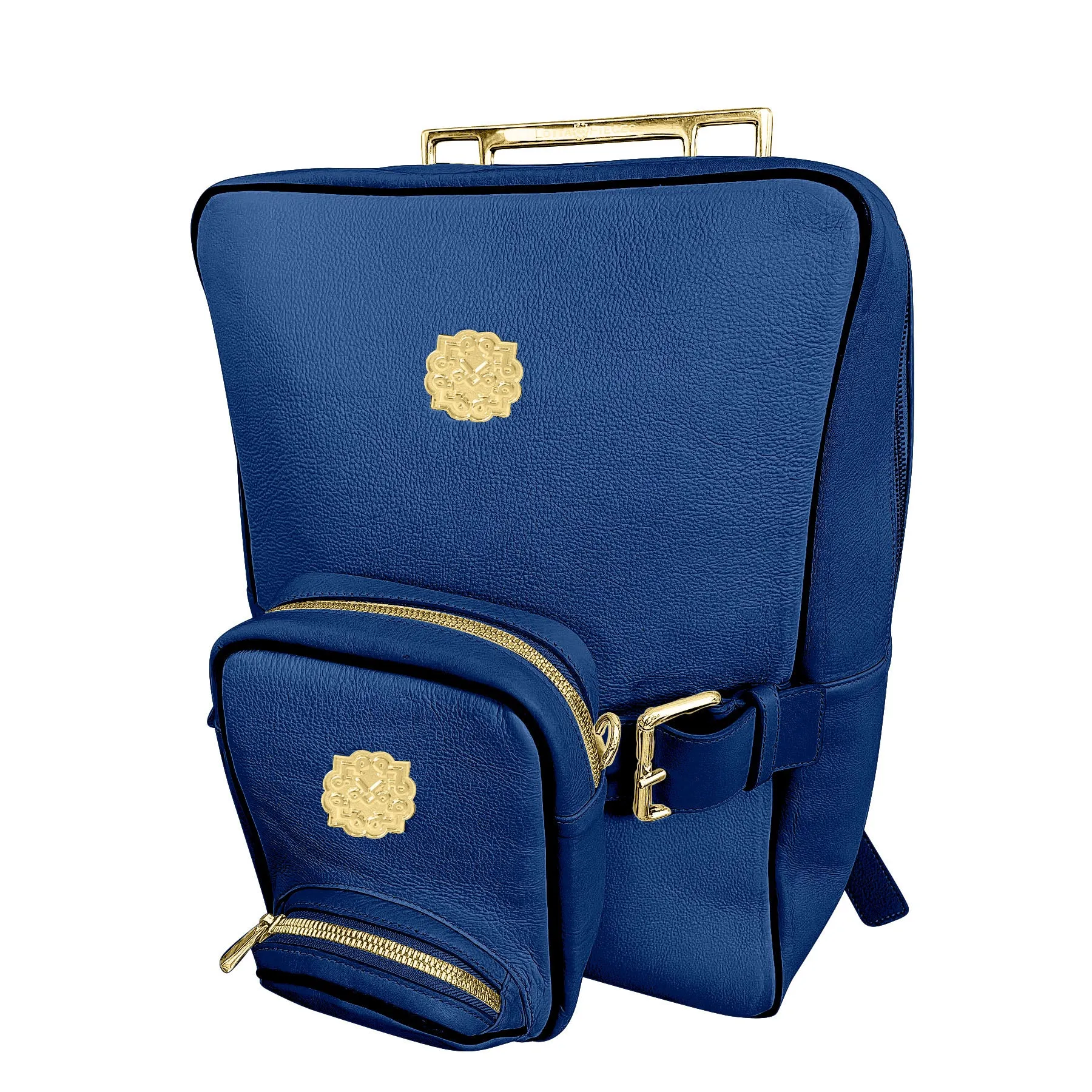 Lotta Pieces | Leather Laptop Backpack With Metal Top Handle & Detachable Crossbody Bag