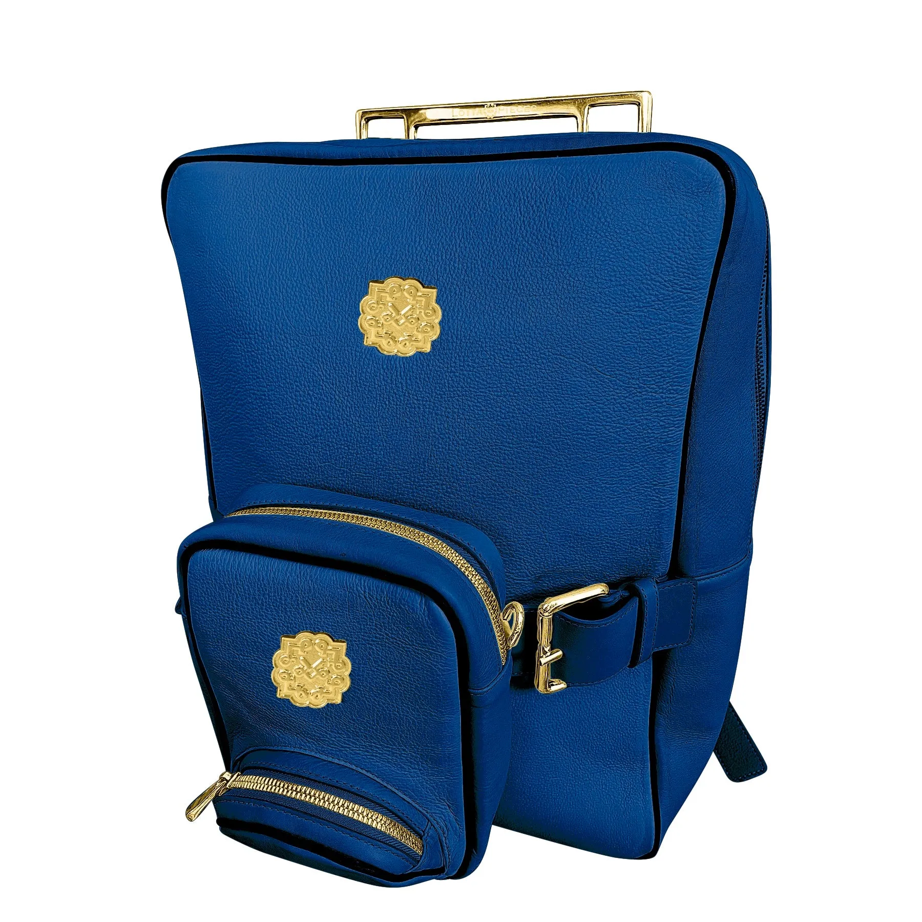 Lotta Pieces | Leather Laptop Backpack With Metal Top Handle & Detachable Crossbody Bag