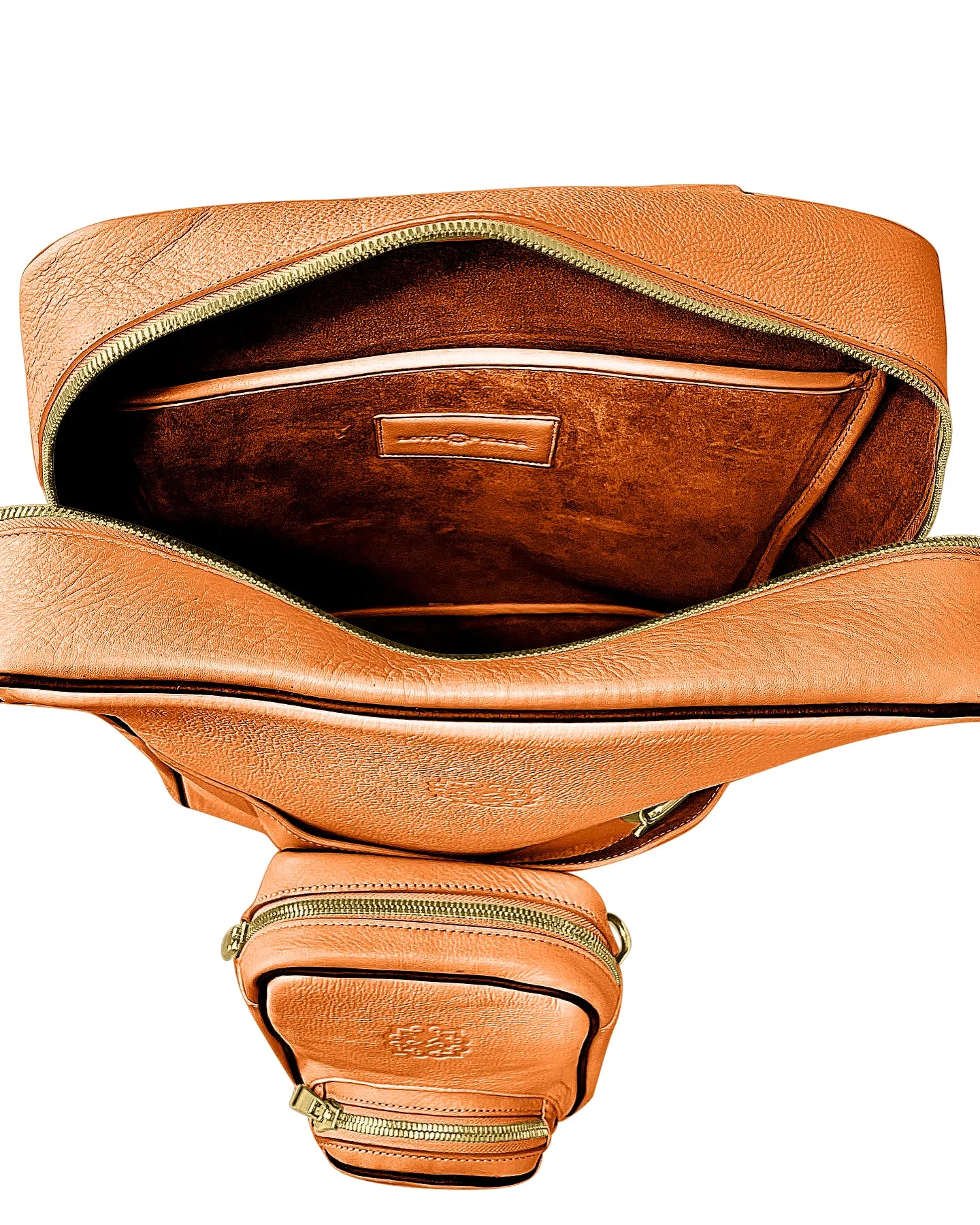 Lotta Pieces | Leather Laptop Backpack With Metal Top Handle & Detachable Crossbody Bag
