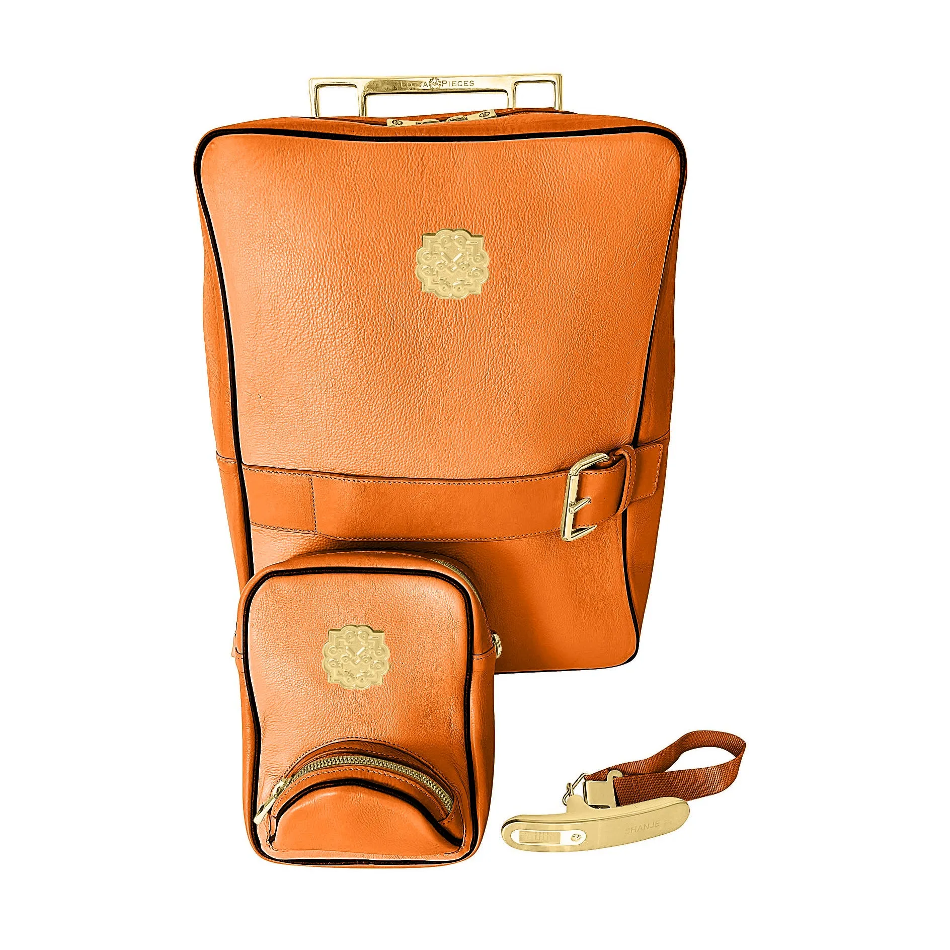 Lotta Pieces | Leather Laptop Backpack With Metal Top Handle & Detachable Crossbody Bag