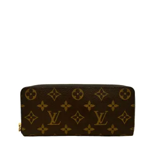 LOUIS VUITTON Clemence Monogram Canvas Zippy Wallet Brown
