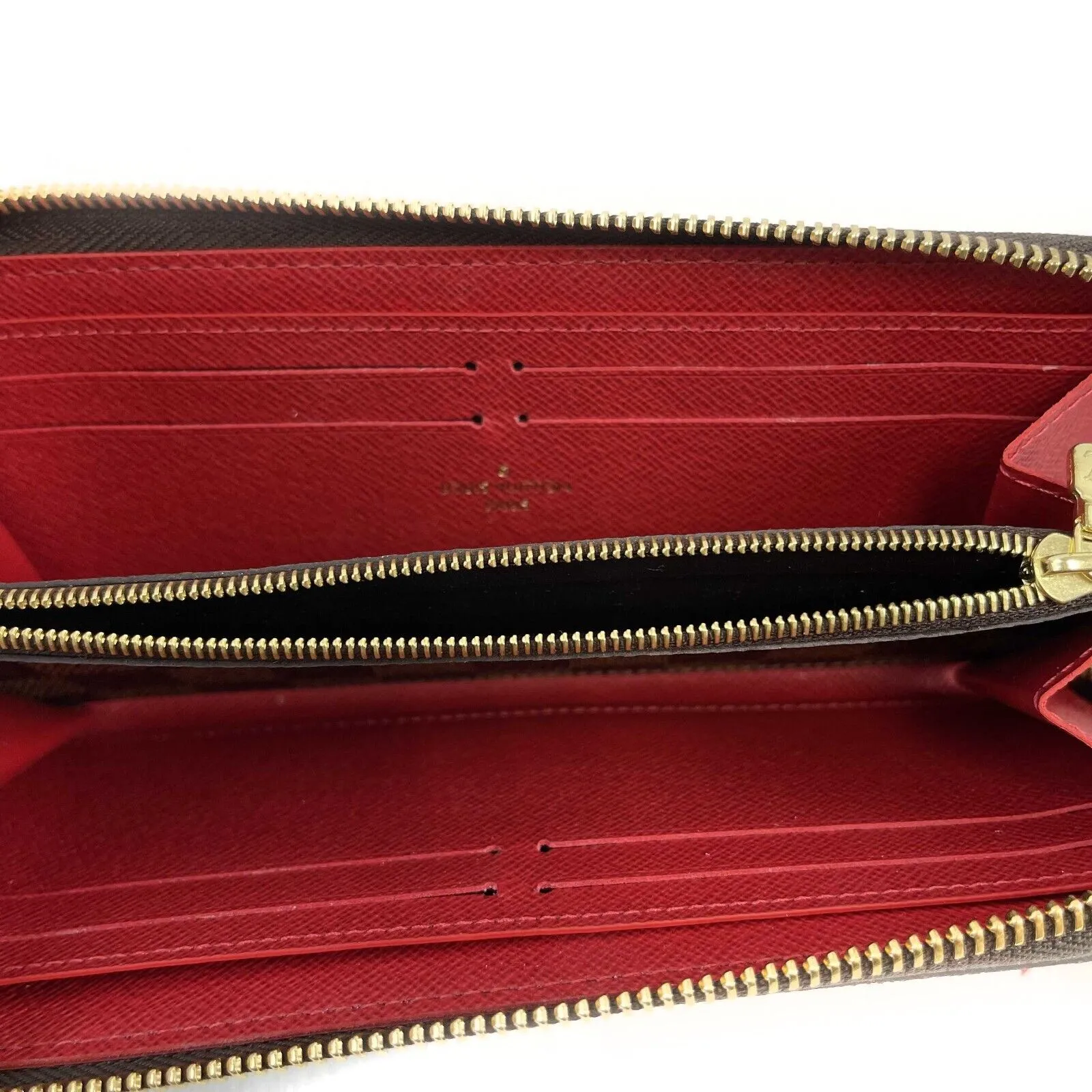 Louis Vuitton Clemence Wallet Damier Ebene Brown Excellent