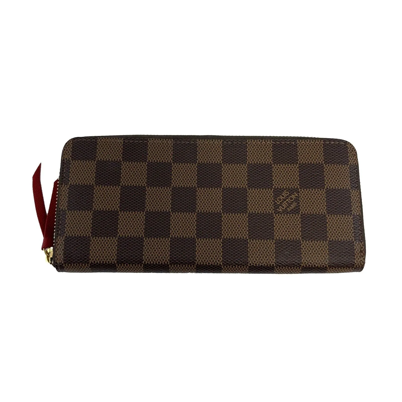 Louis Vuitton Clemence Wallet Damier Ebene Brown Excellent