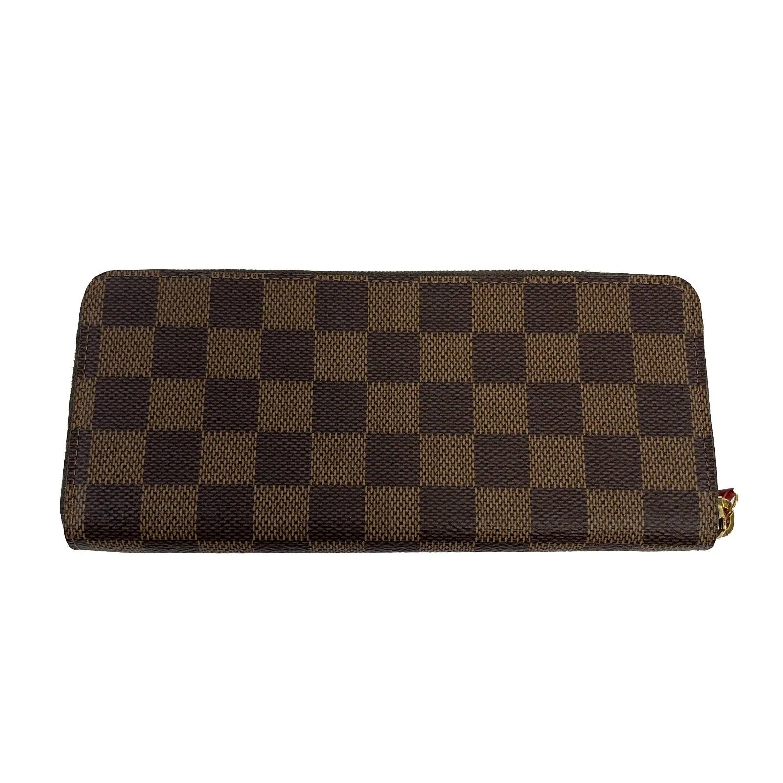 Louis Vuitton Clemence Wallet Damier Ebene Brown Excellent