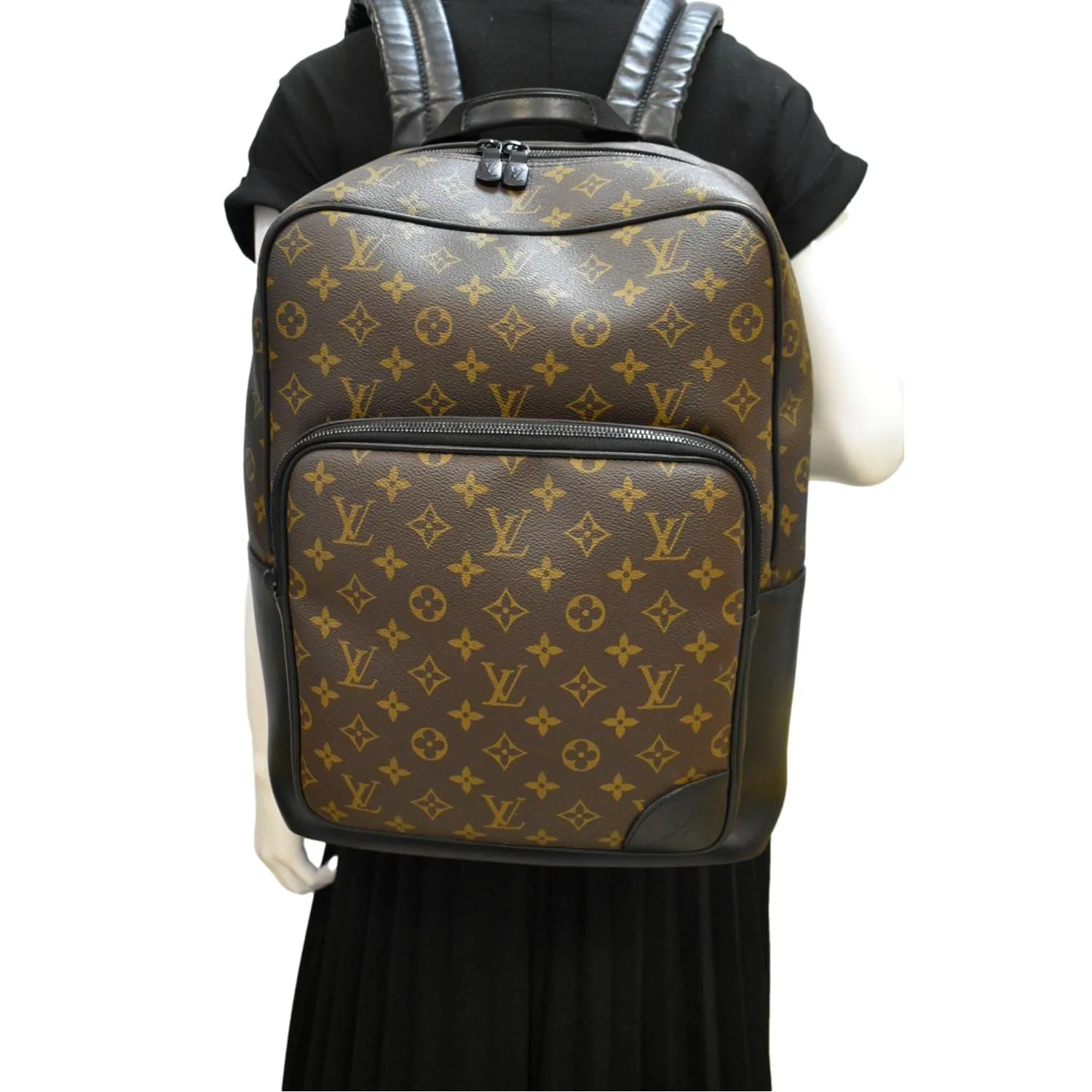 LOUIS VUITTON Dean Monogram Macassar Canvas Backpack Bag Black