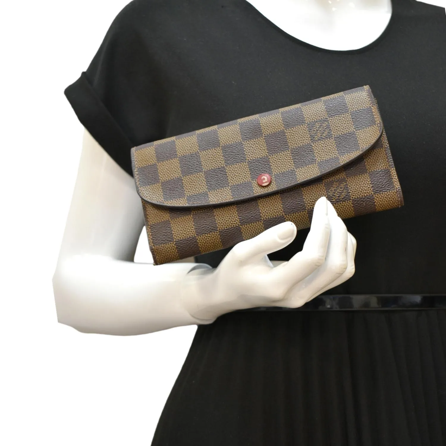 LOUIS VUITTON Emilie Damier Ebene Wallet Brown