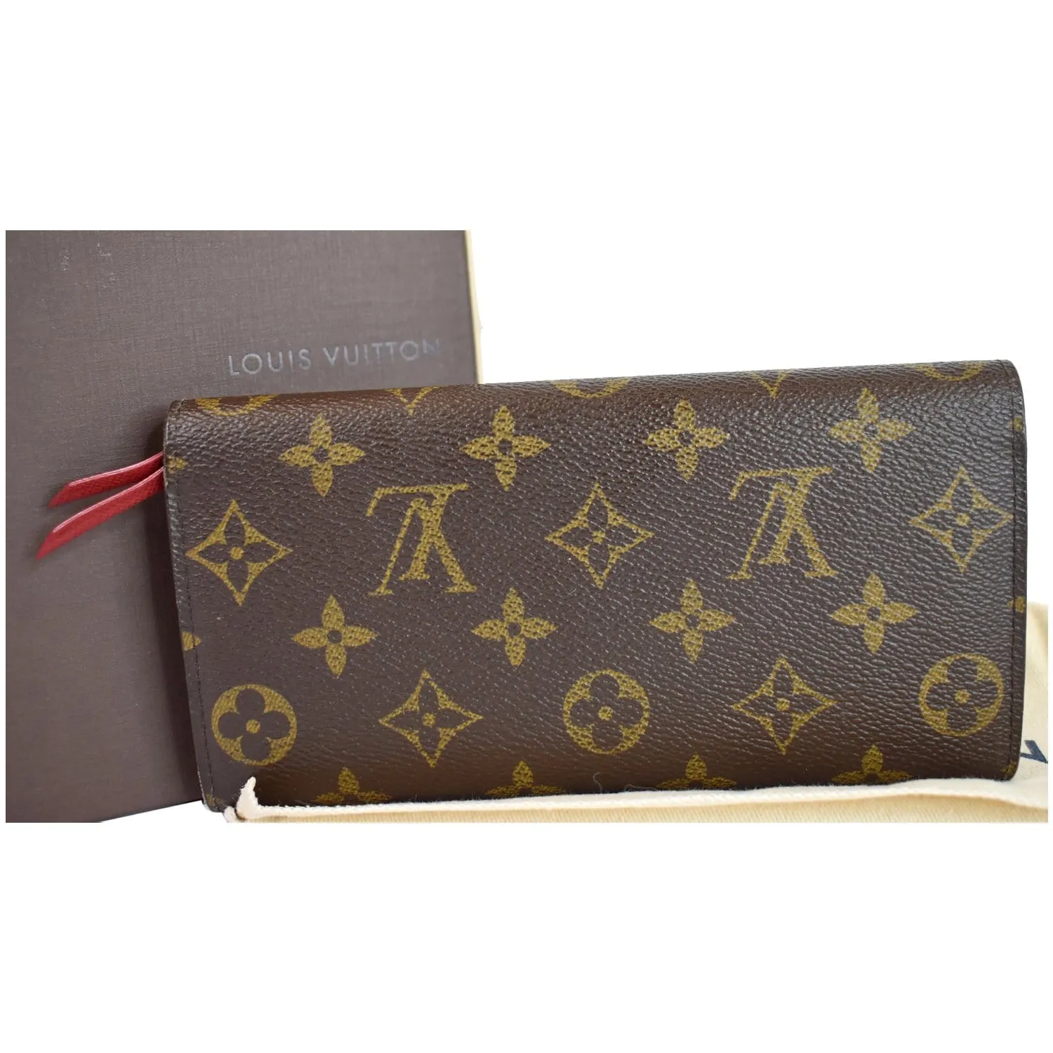LOUIS VUITTON Emilie Monogram Canvas Wallet Brown