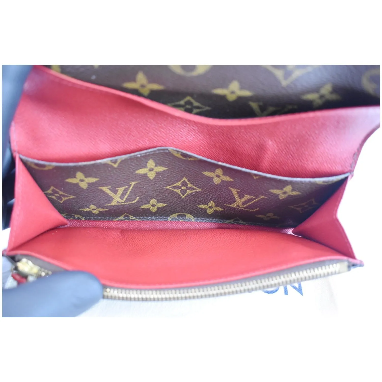 LOUIS VUITTON Emilie Monogram Canvas Wallet Brown